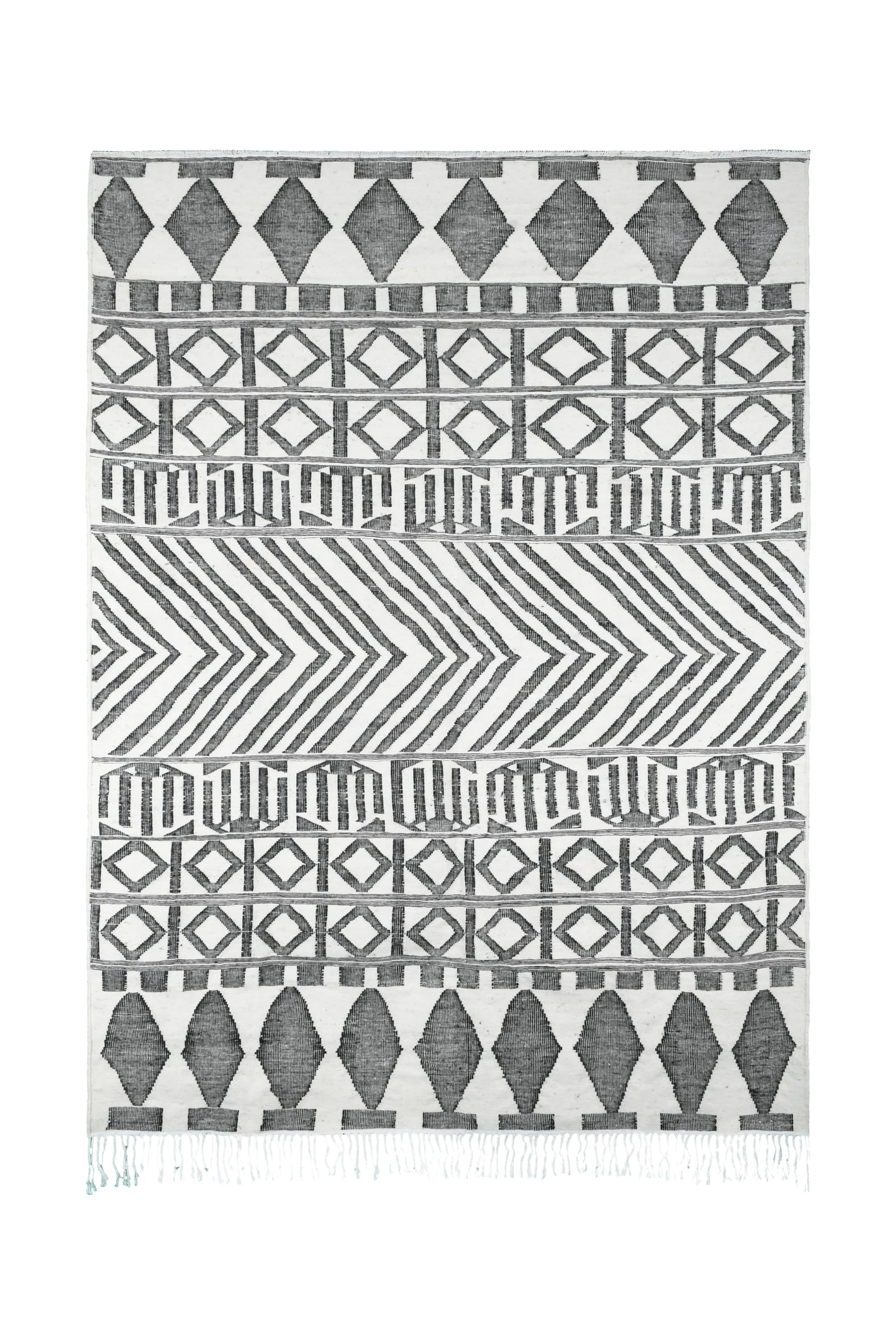 Neutral Chevron Stripe Kilim Rug