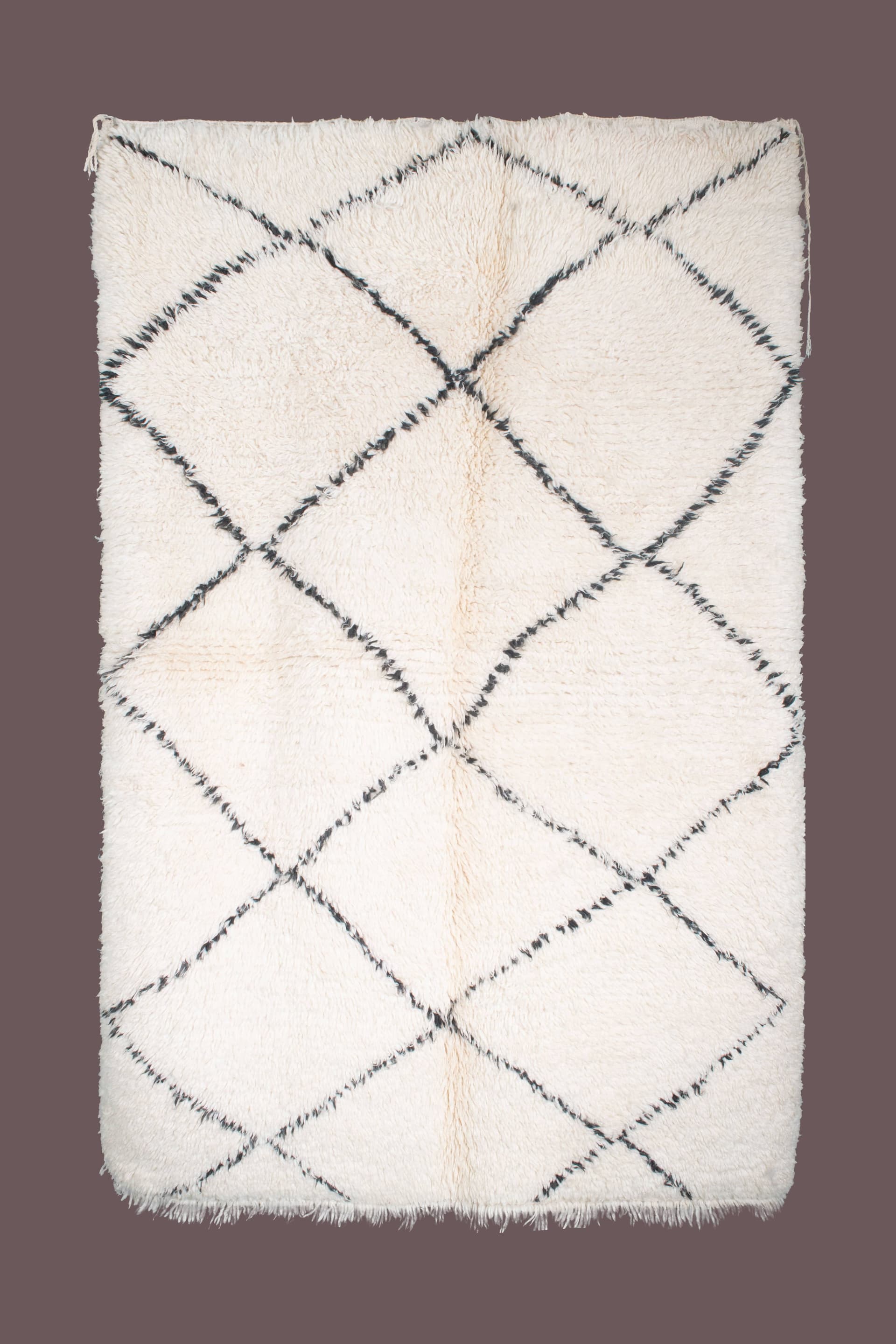 Ivory Diamond Grid Beni Ourain Rug