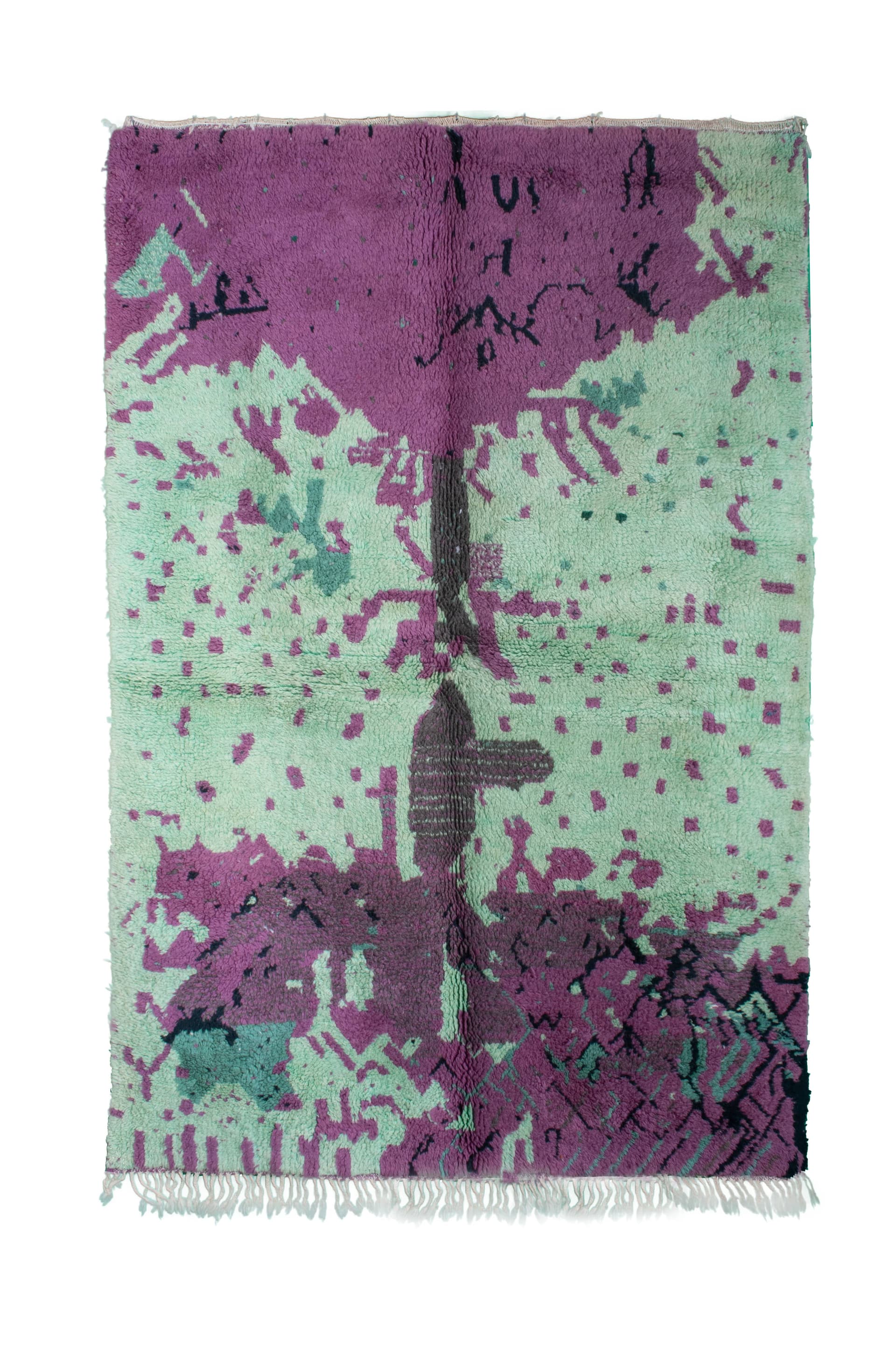 Mint Purple Abstract Beni Mrirt Rug
