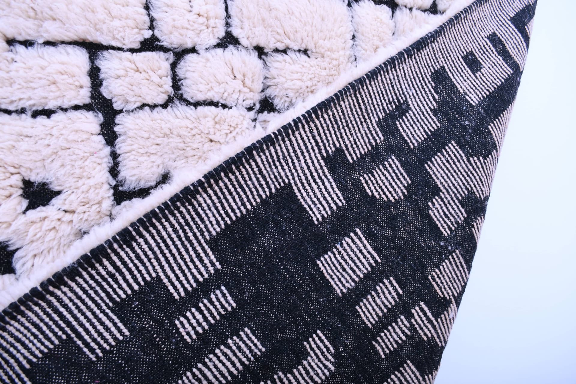 Ivory Black Geometric Beni Ourain Rug