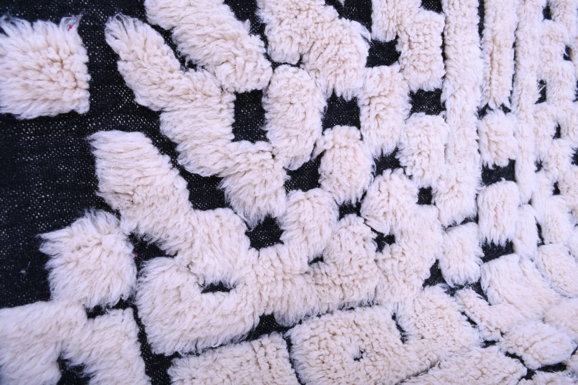 Ivory Black Geometric Beni Ourain Rug