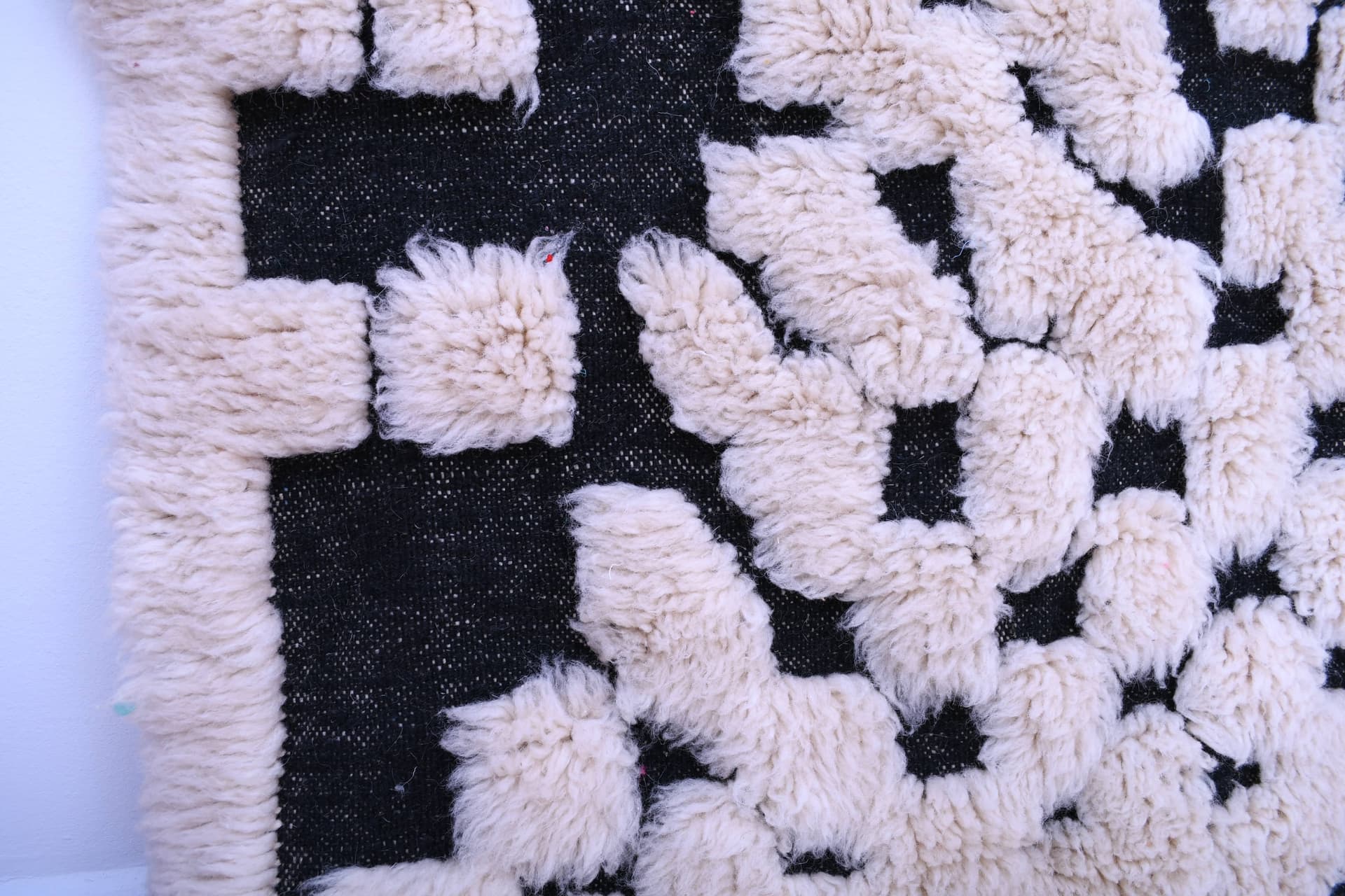 Ivory Black Geometric Beni Ourain Rug
