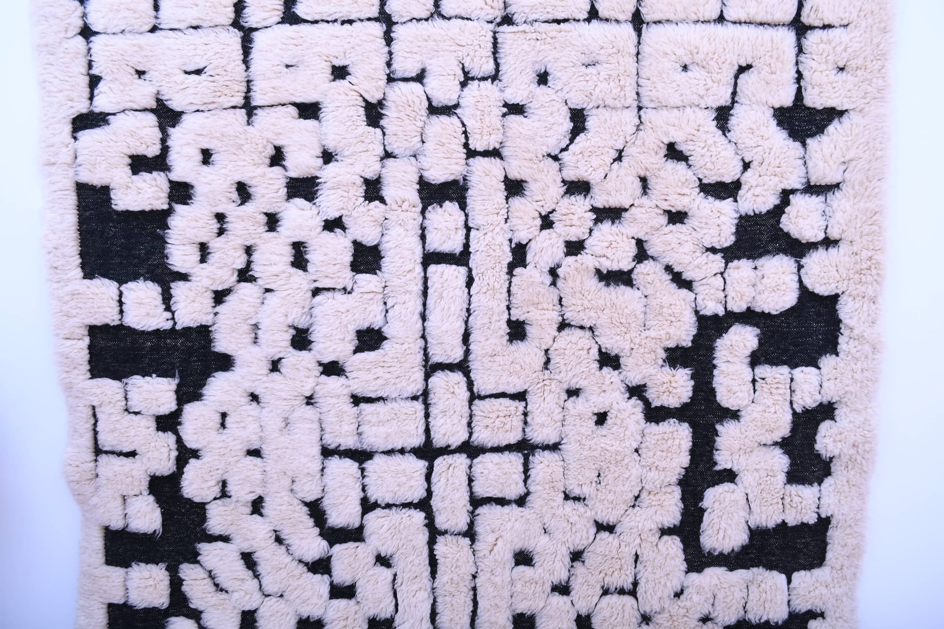 Ivory Black Geometric Beni Ourain Rug