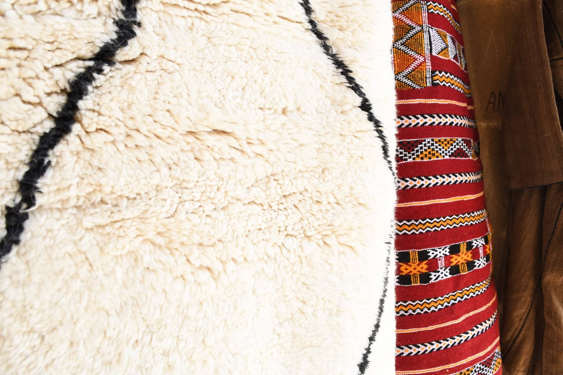 Ivory Fringe Diamond Beni Ourain Rug