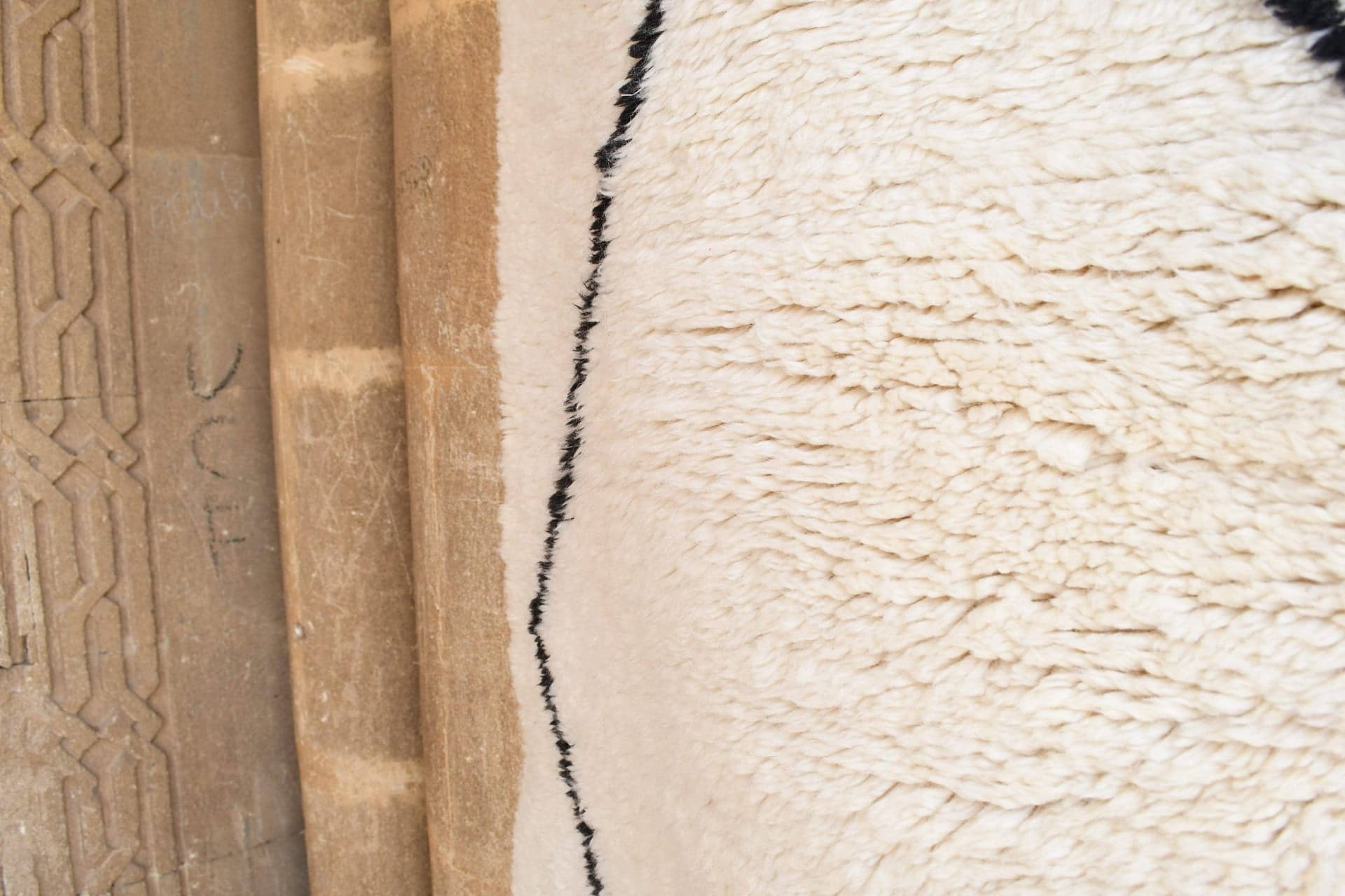 Ivory Fringe Diamond Beni Ourain Rug