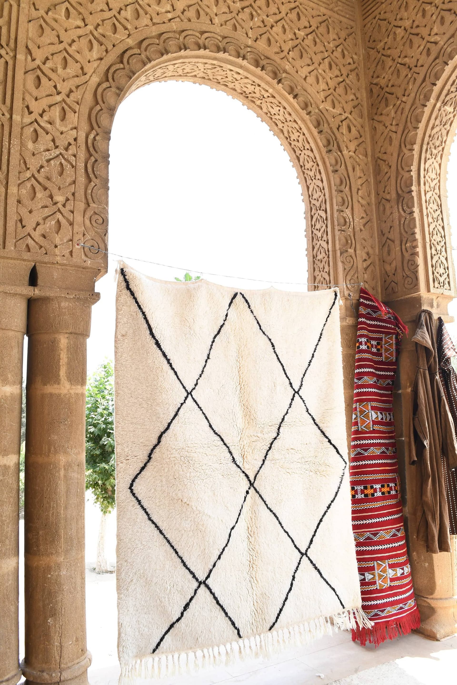 Ivory Fringe Diamond Beni Ourain Rug