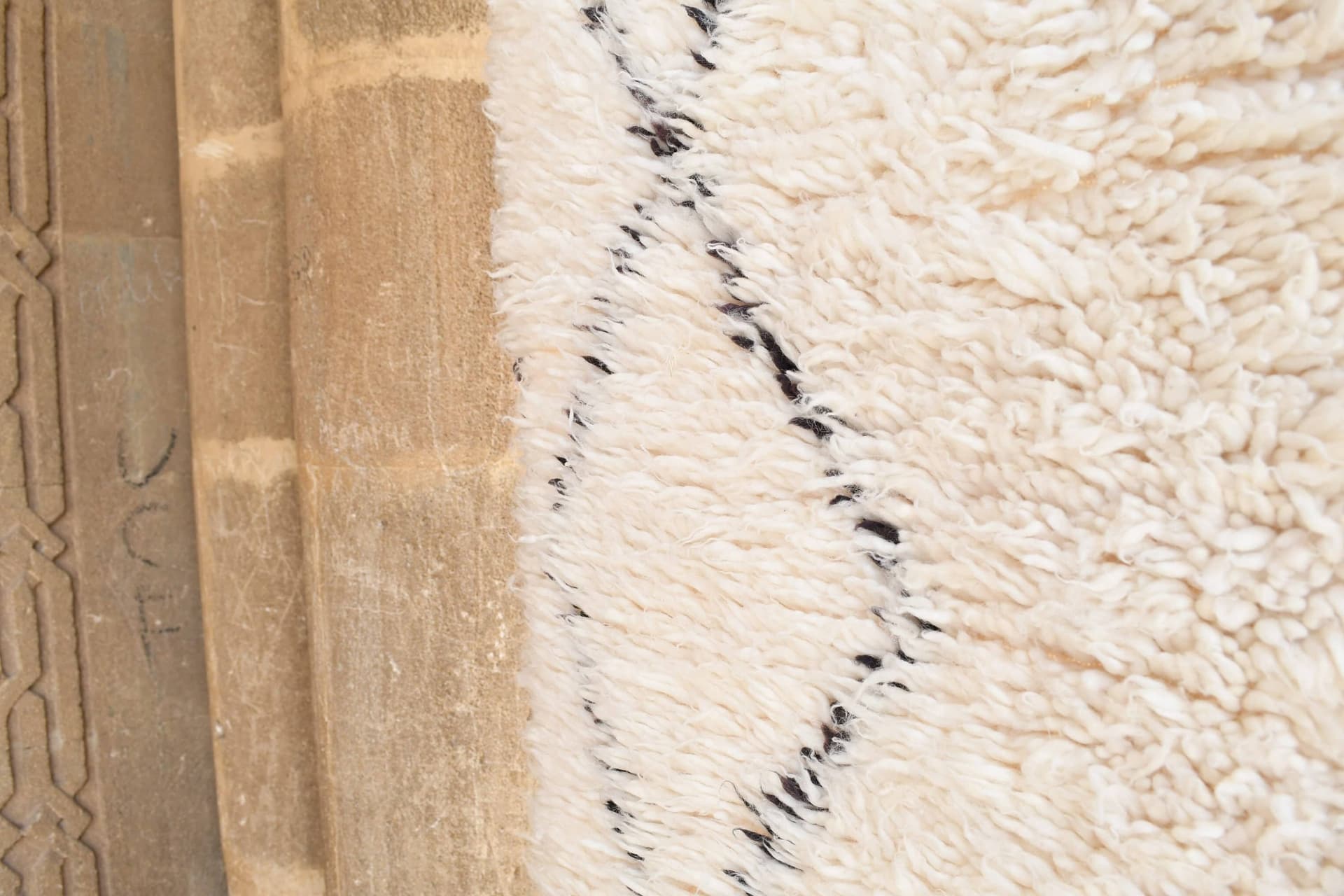 Ivory Angular Lattice Beni Ourain Rug