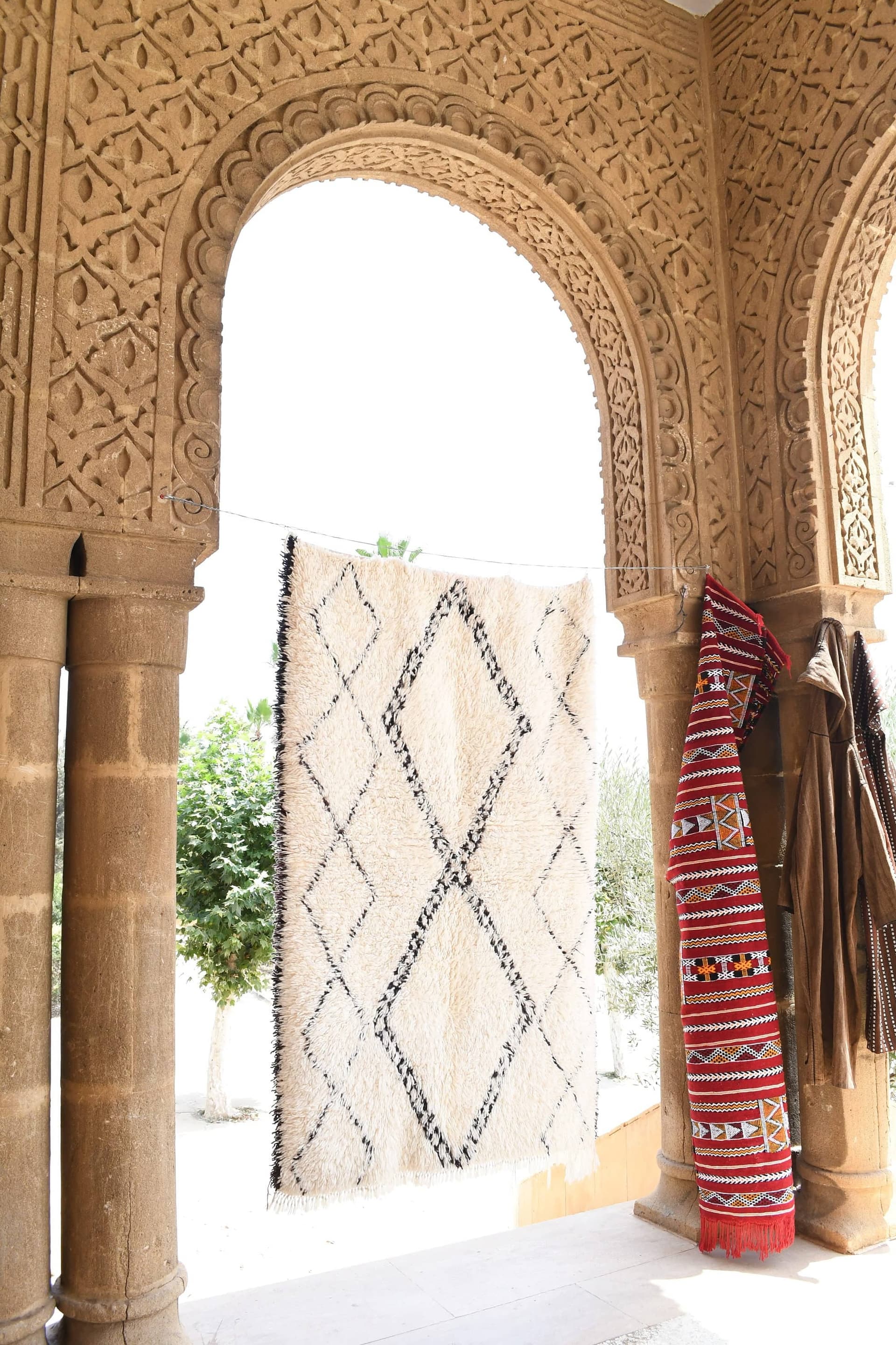 Ivory Angular Lattice Beni Ourain Rug