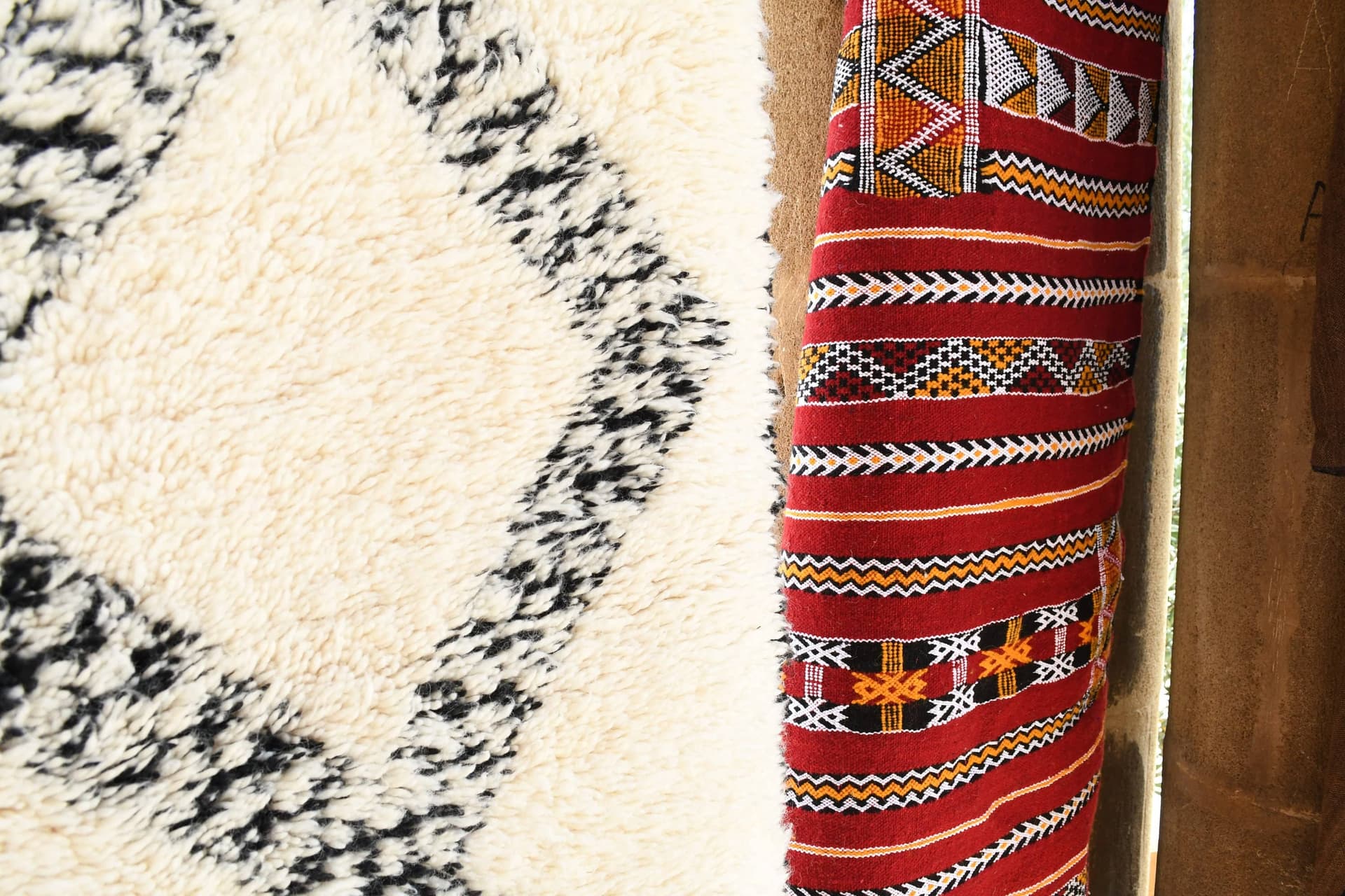 Ivory Black Net Beni Ourain Rug