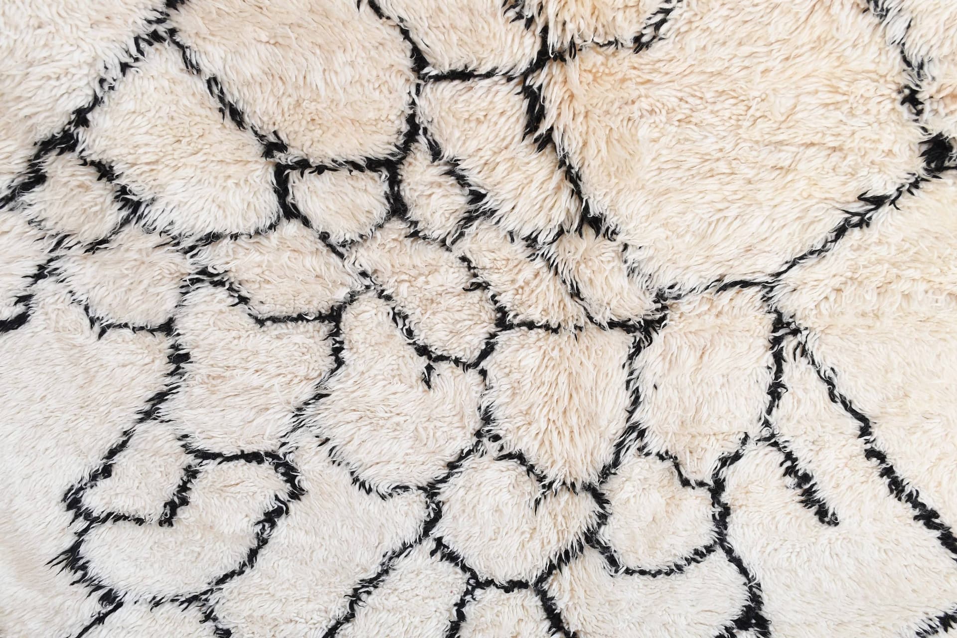 Ivory Black Lattice Beni Ourain Rug