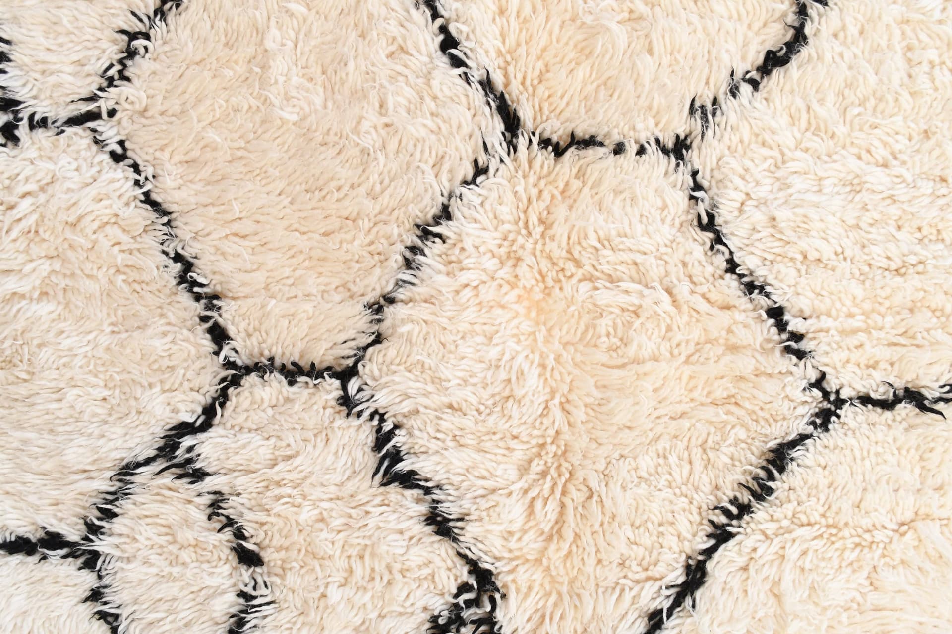 Ivory Black Lattice Beni Ourain Rug