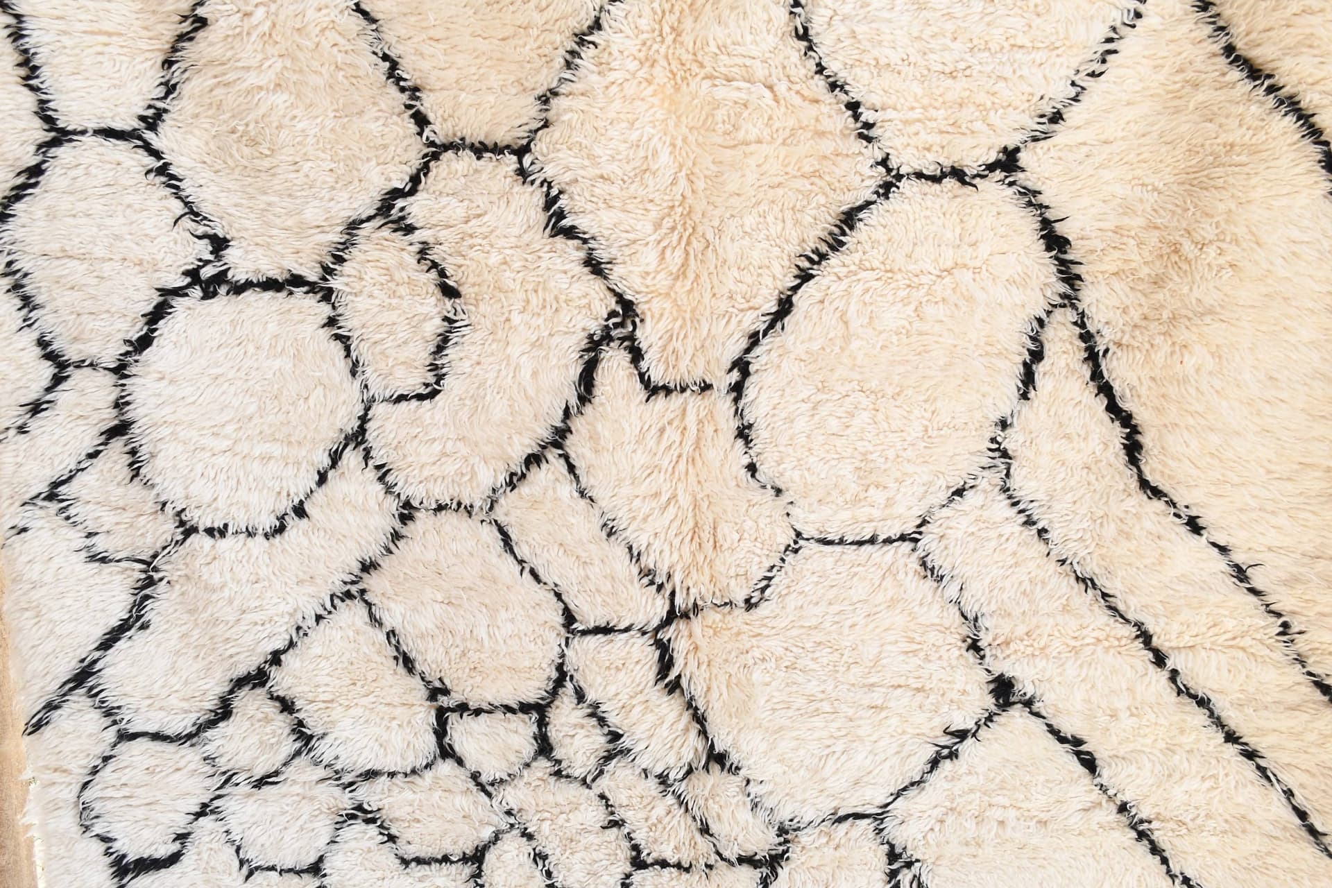 Ivory Black Lattice Beni Ourain Rug
