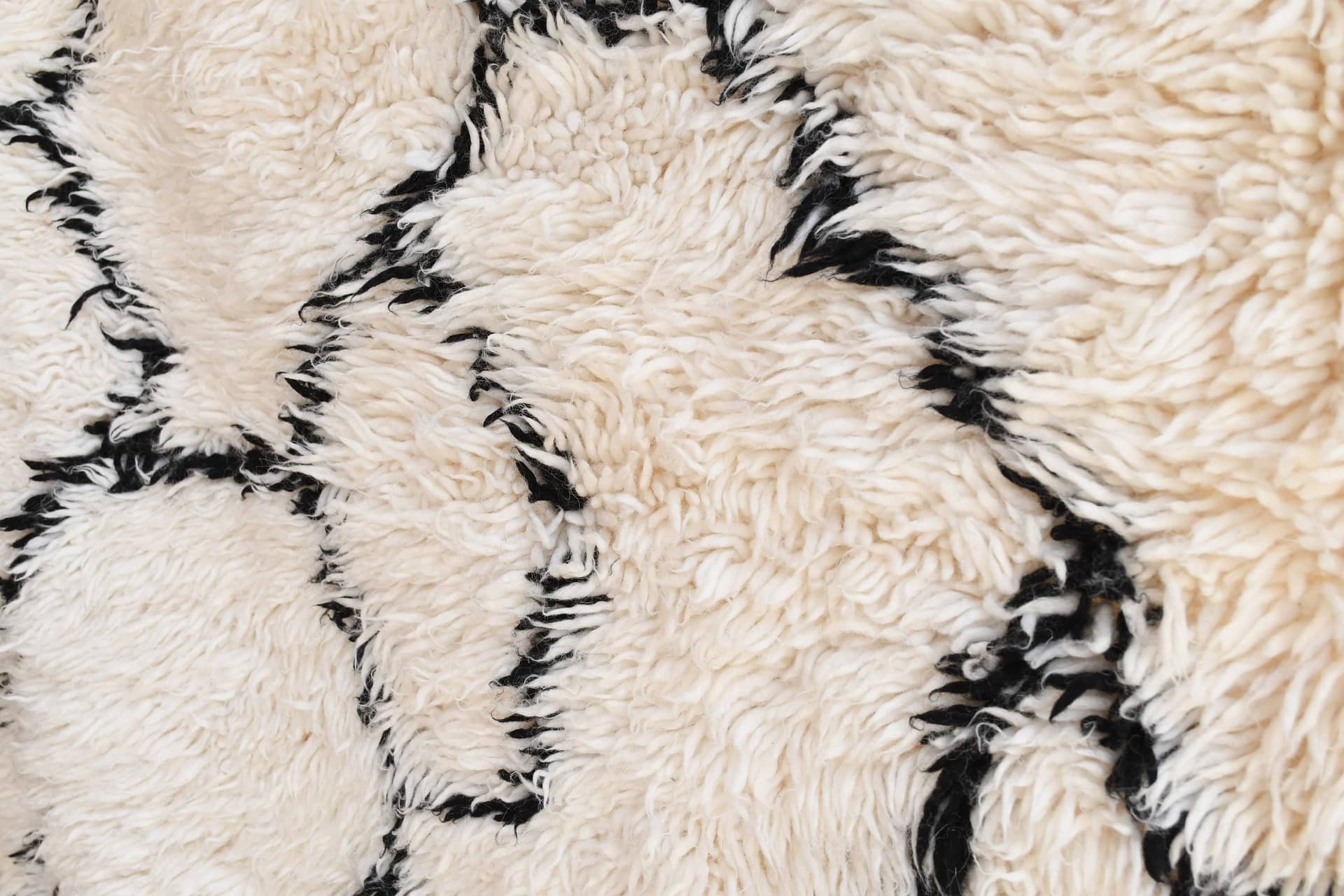 Ivory Black Lattice Beni Ourain Rug