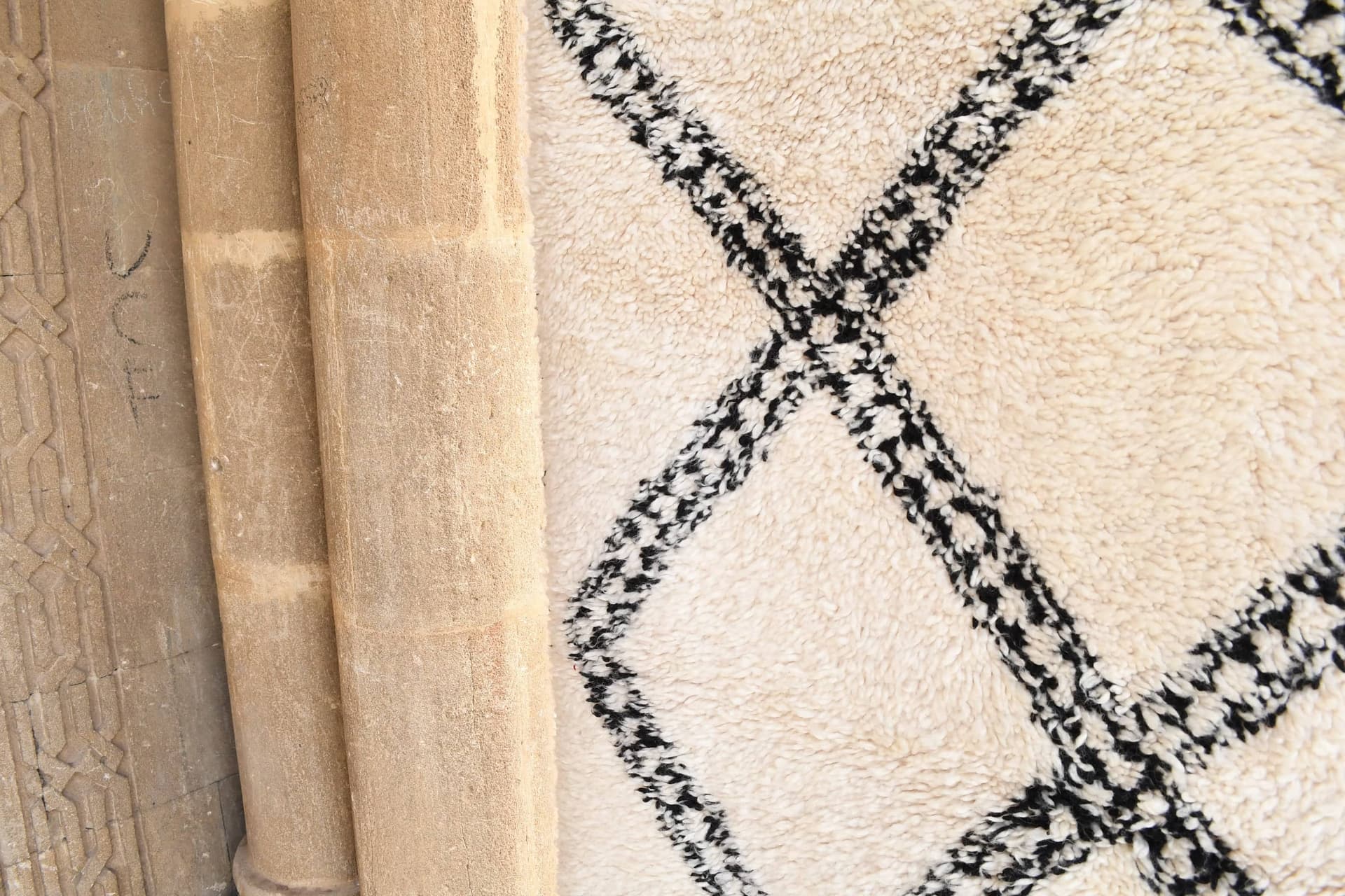 Ivory Wide Diamond Beni Ourain Rug