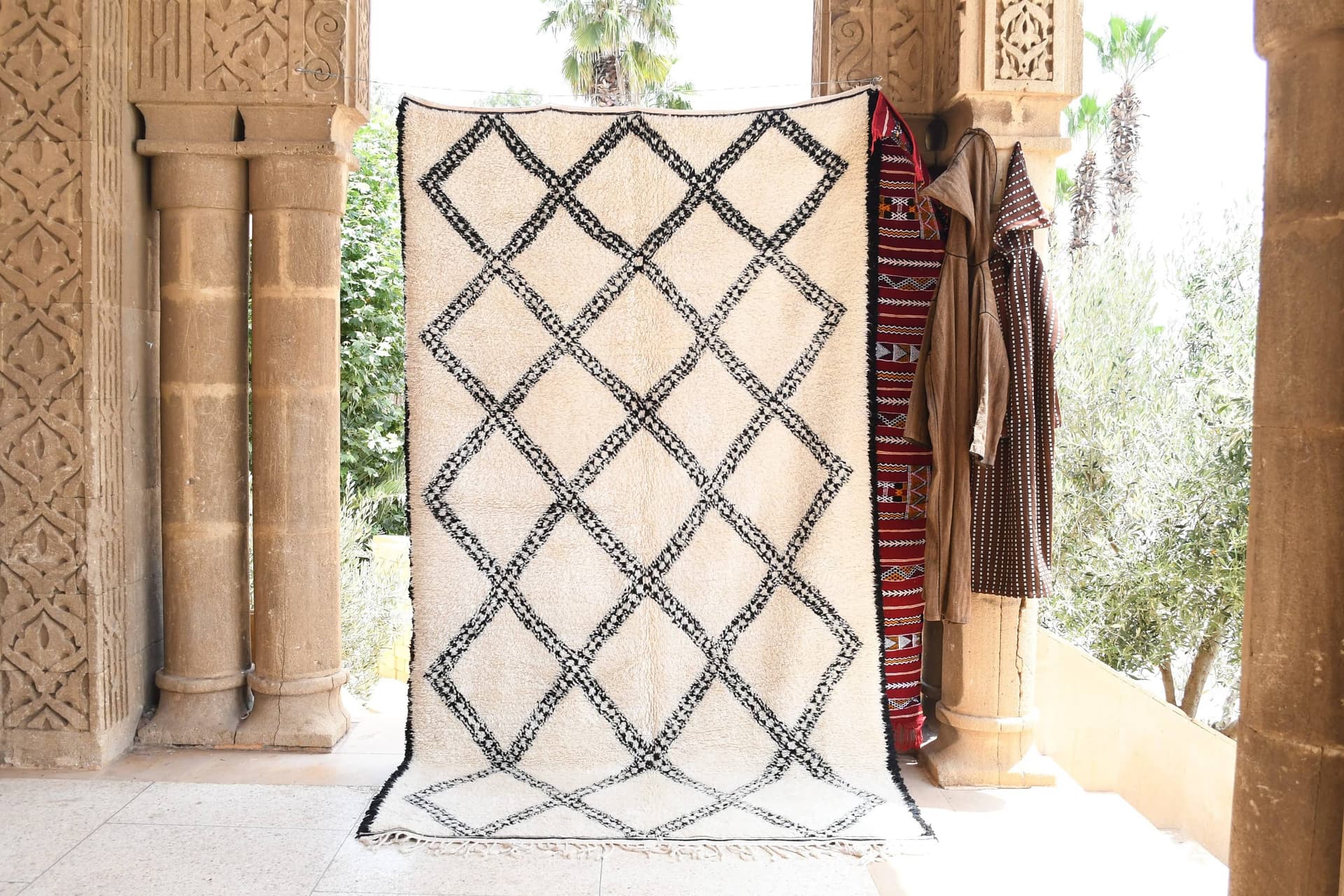 Ivory Wide Diamond Beni Ourain Rug