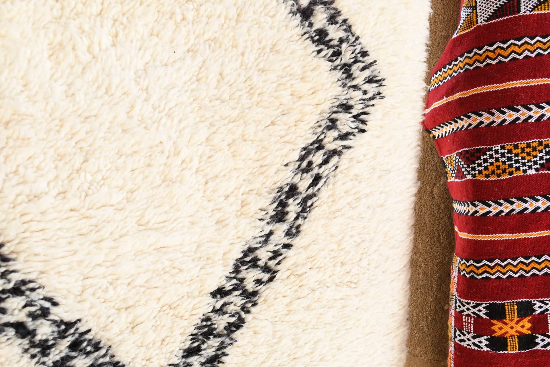 Ivory Black X-Diamond Beni Ourain Rug