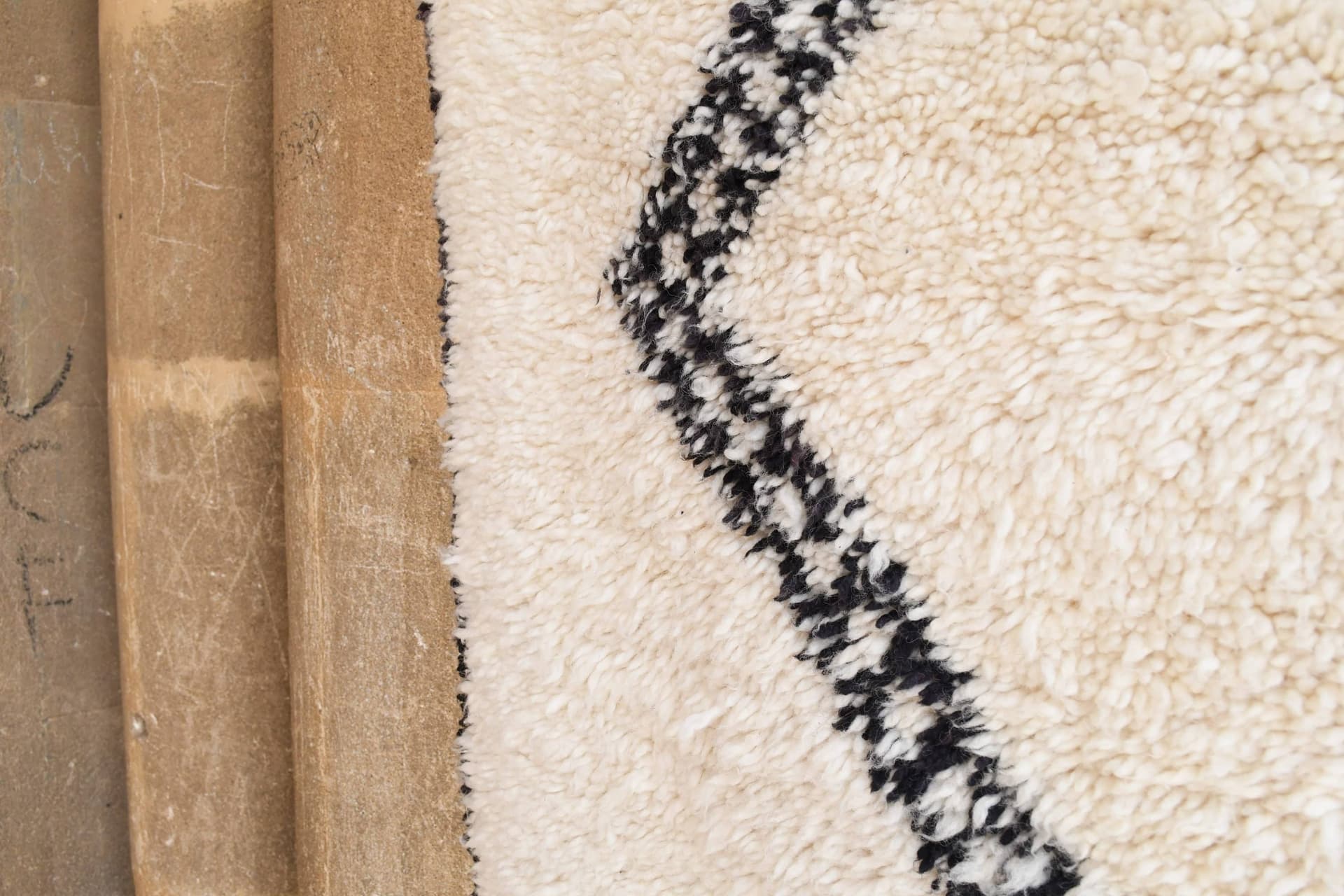 Ivory Black X-Diamond Beni Ourain Rug