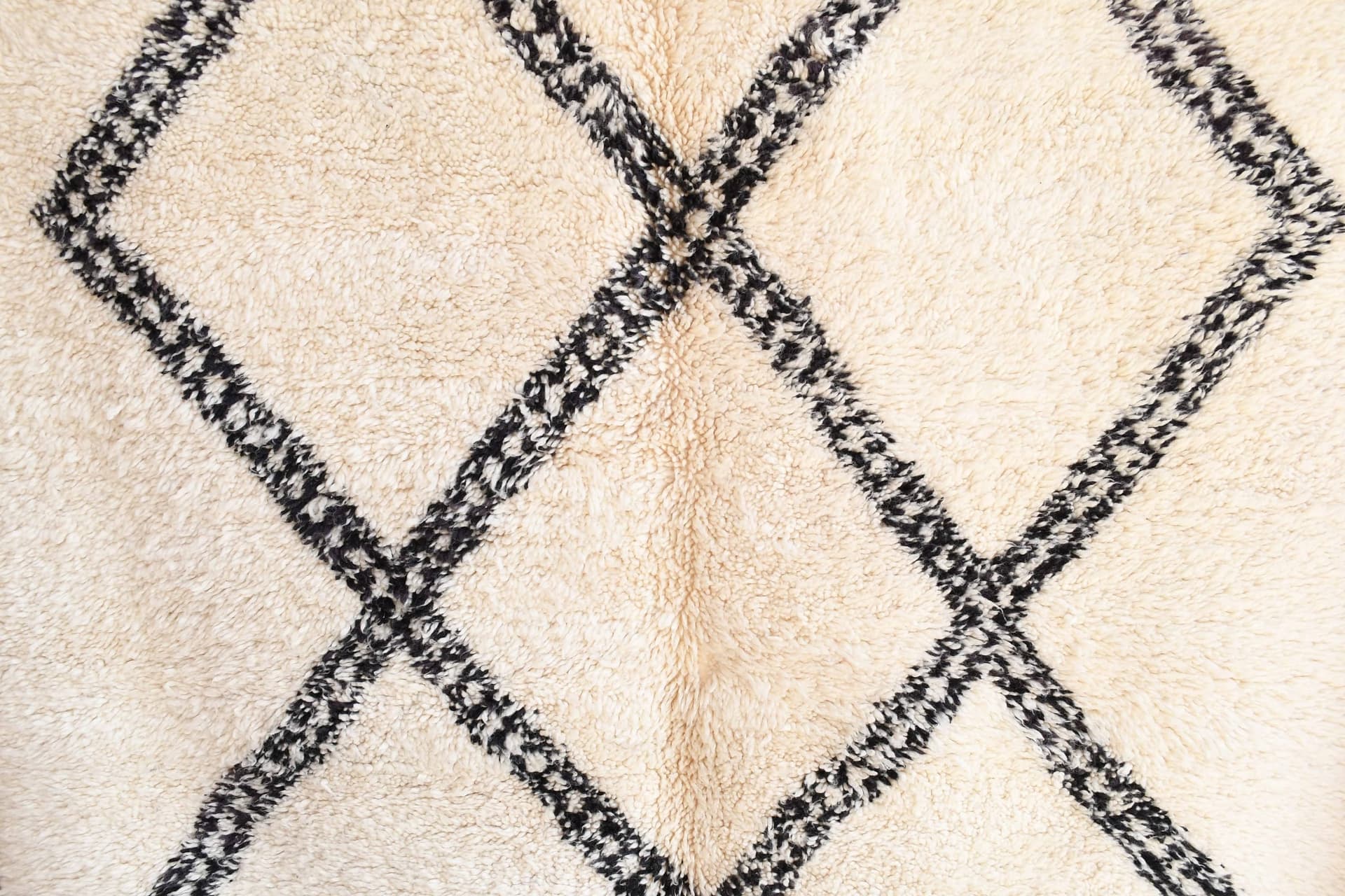 Ivory Black X-Diamond Beni Ourain Rug