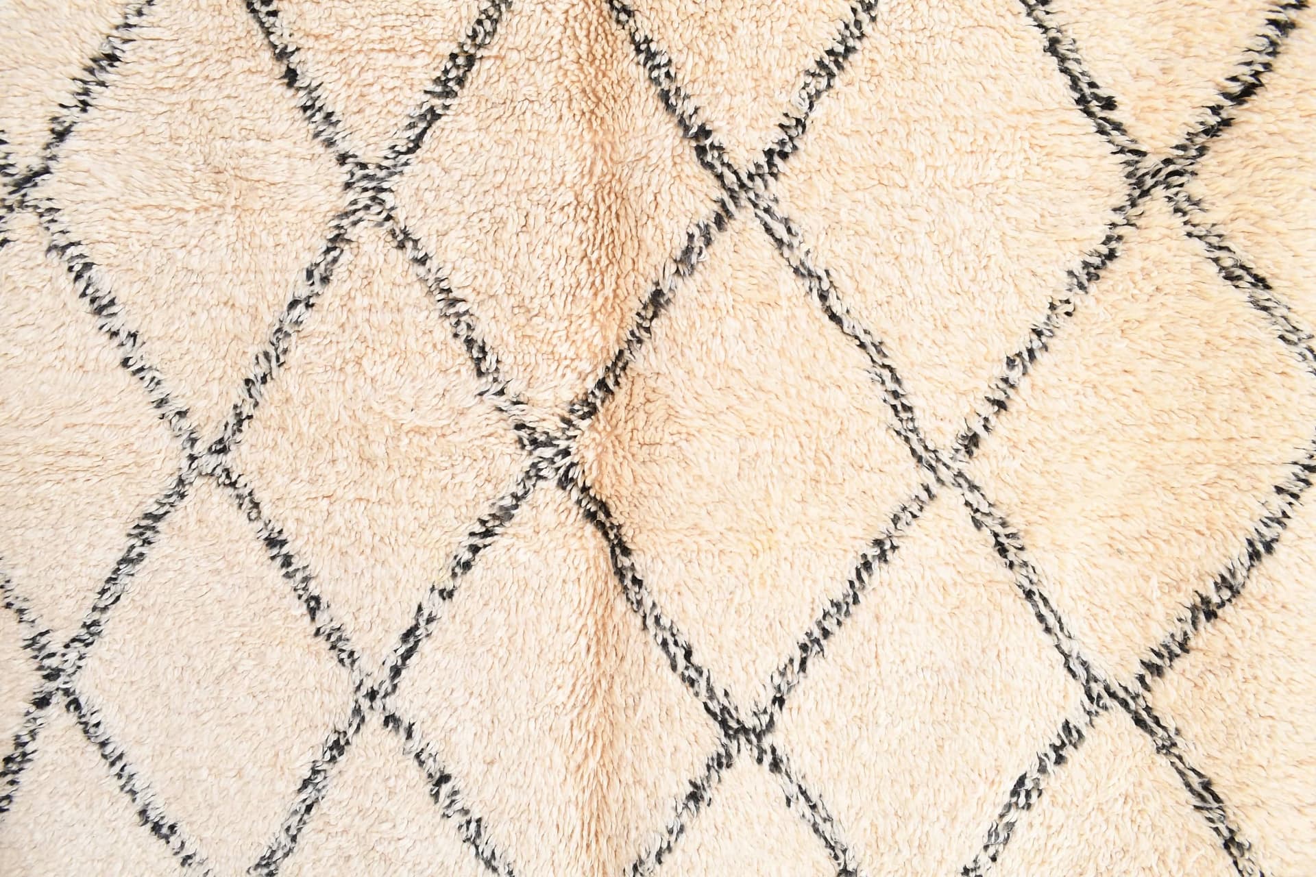 Ivory Black Diamond Fringe Rug