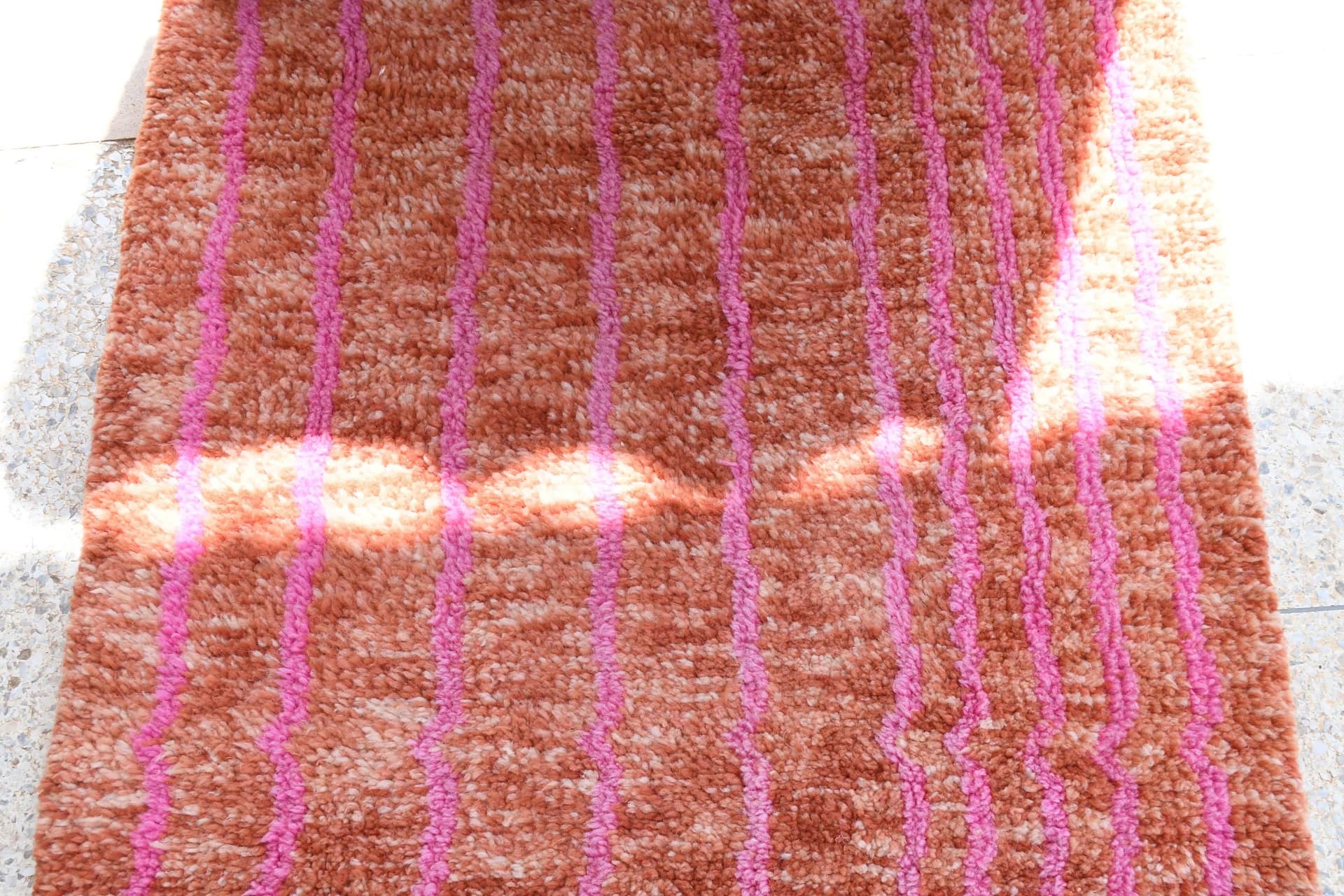 Rust Pink Striped Mrirt Rug
