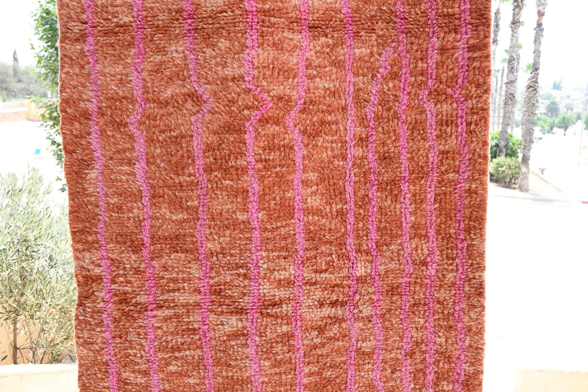 Rust Pink Striped Mrirt Rug