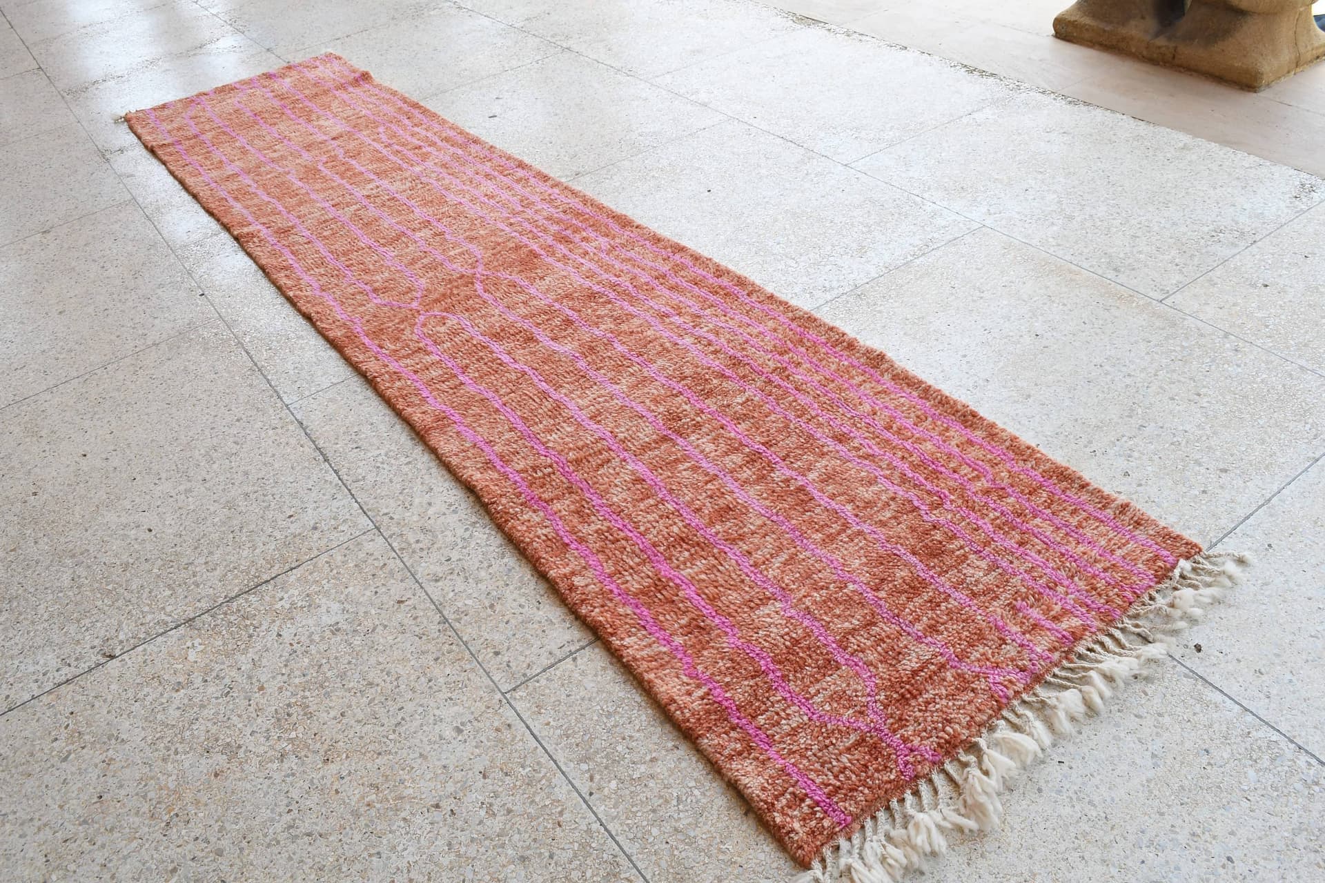 Rust Pink Striped Mrirt Rug