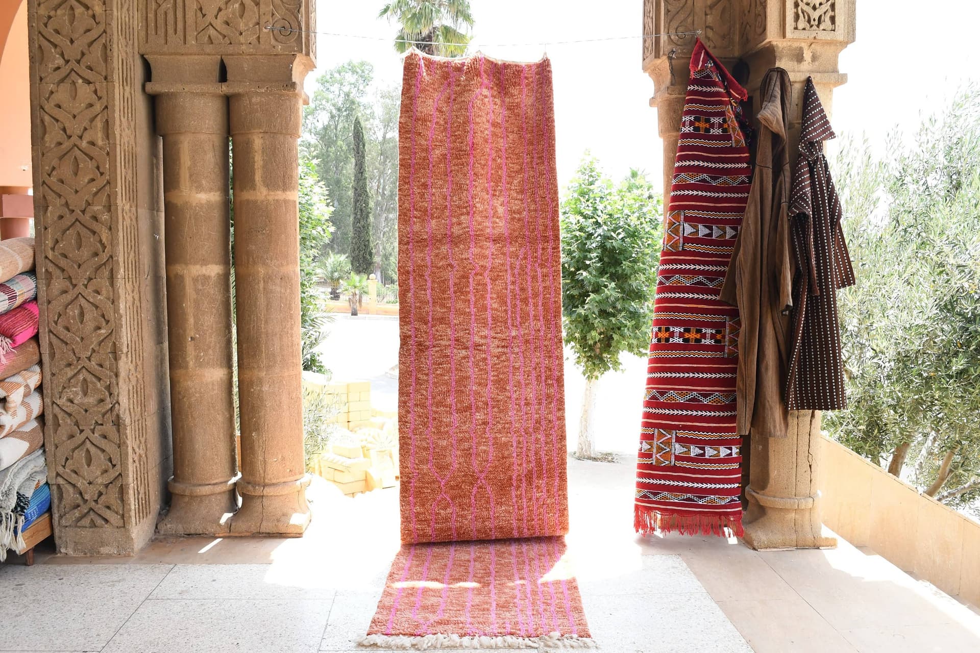 Rust Pink Striped Mrirt Rug