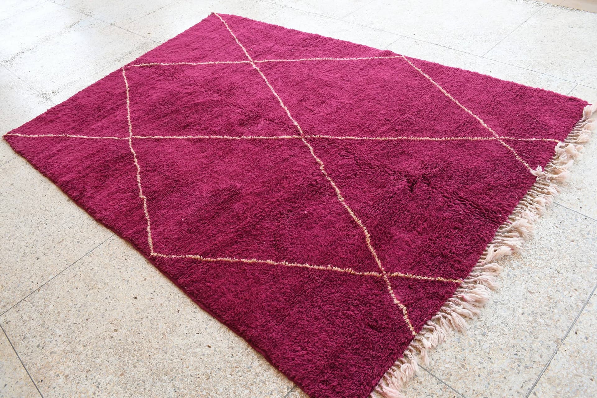 Burgundy Diamond Beni Ourain Rug