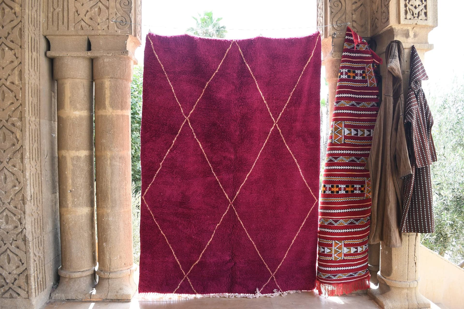 Burgundy Diamond Beni Ourain Rug