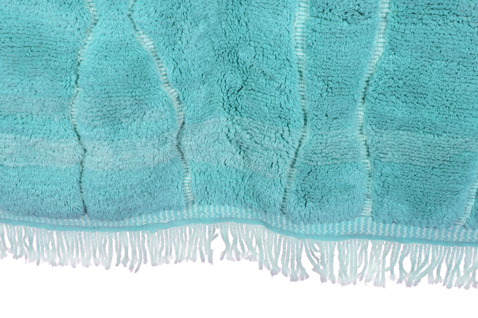 Turquoise Wavy Line Beni Mrirt Rug