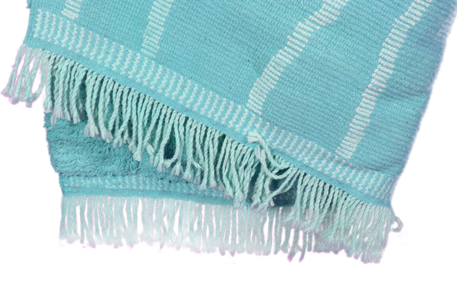 Turquoise Wavy Line Beni Mrirt Rug
