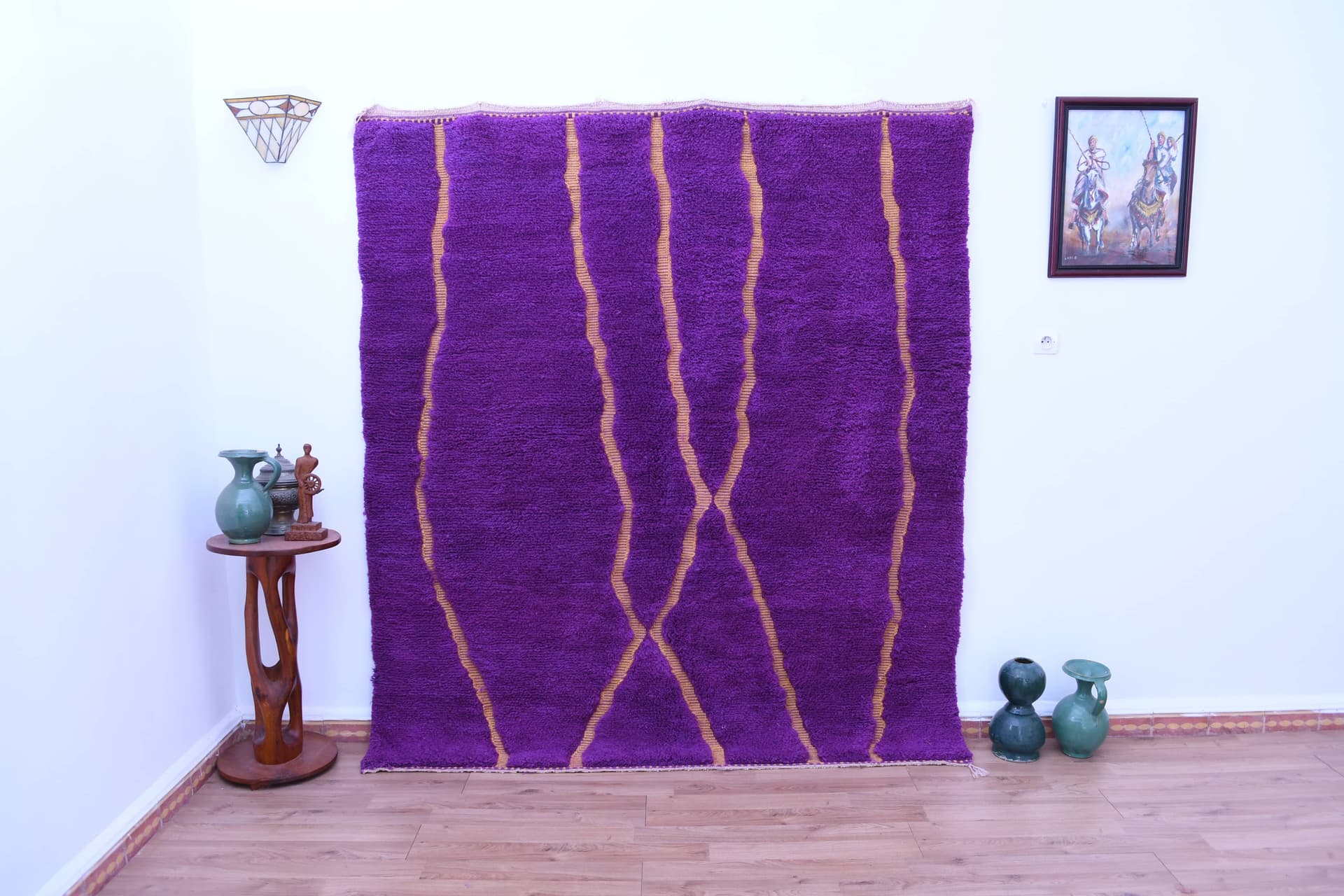 Purple Wavy Line Beni Mrirt Rug