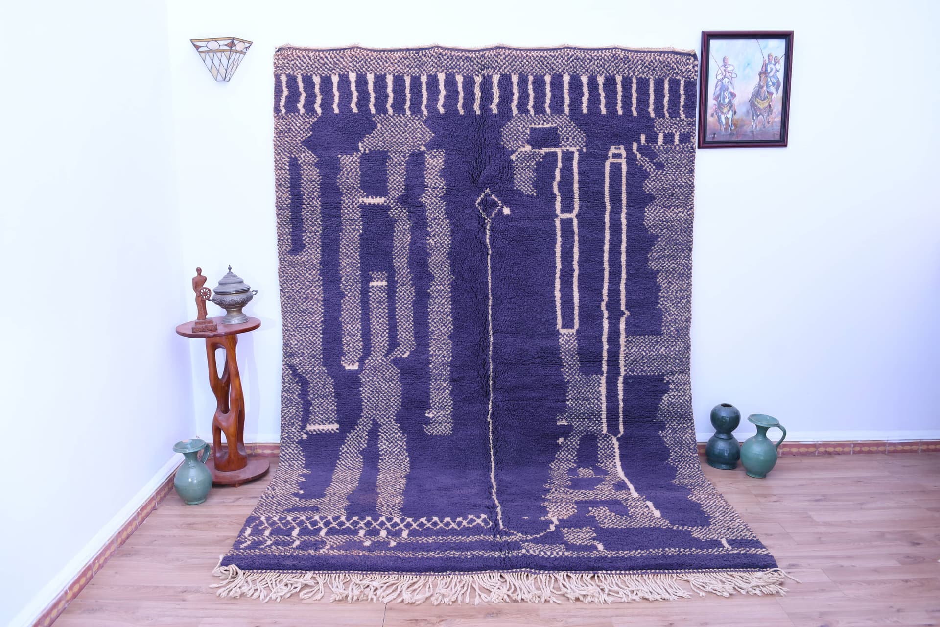 Blue Linear Beni Mrirt Rug