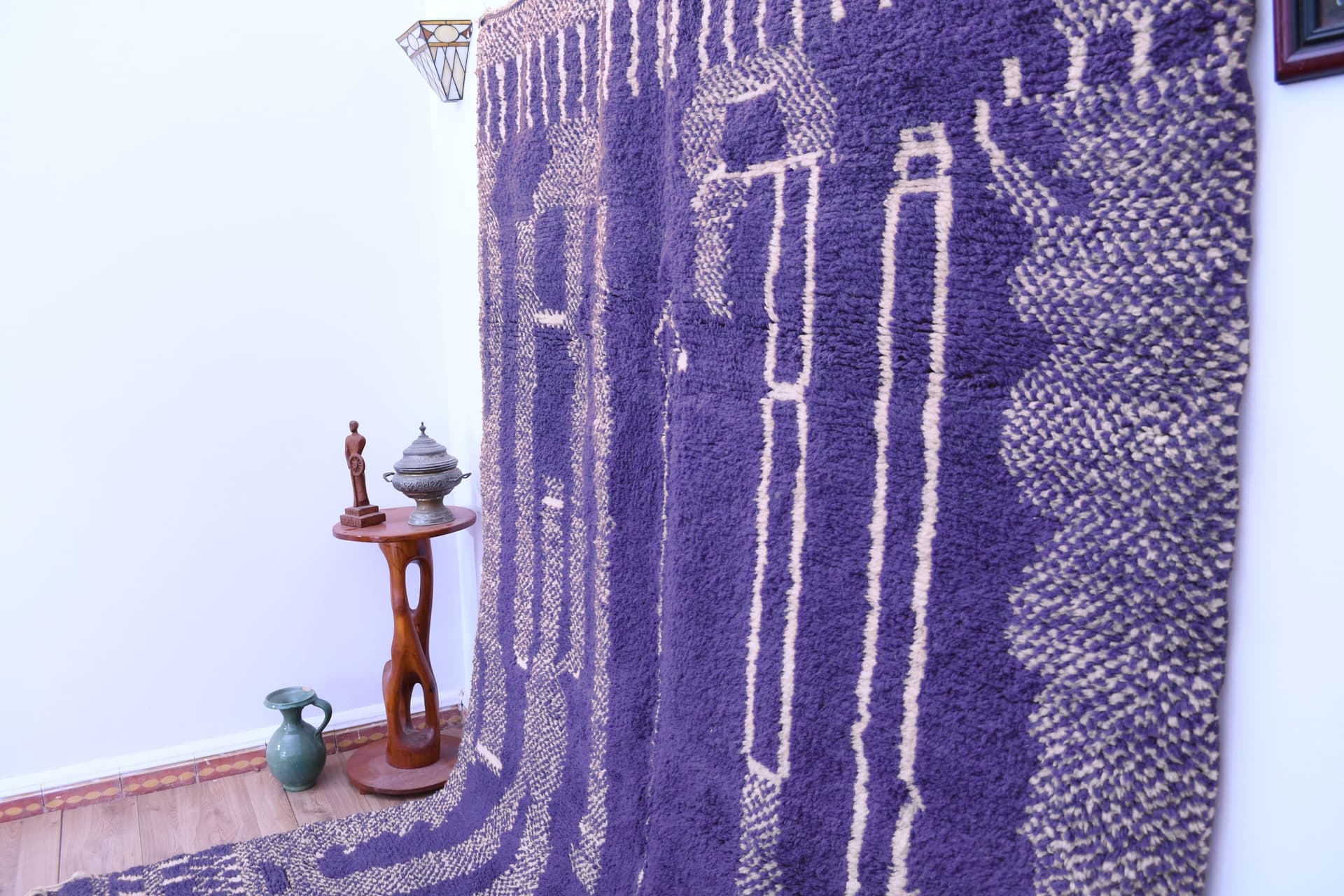Blue Linear Beni Mrirt Rug