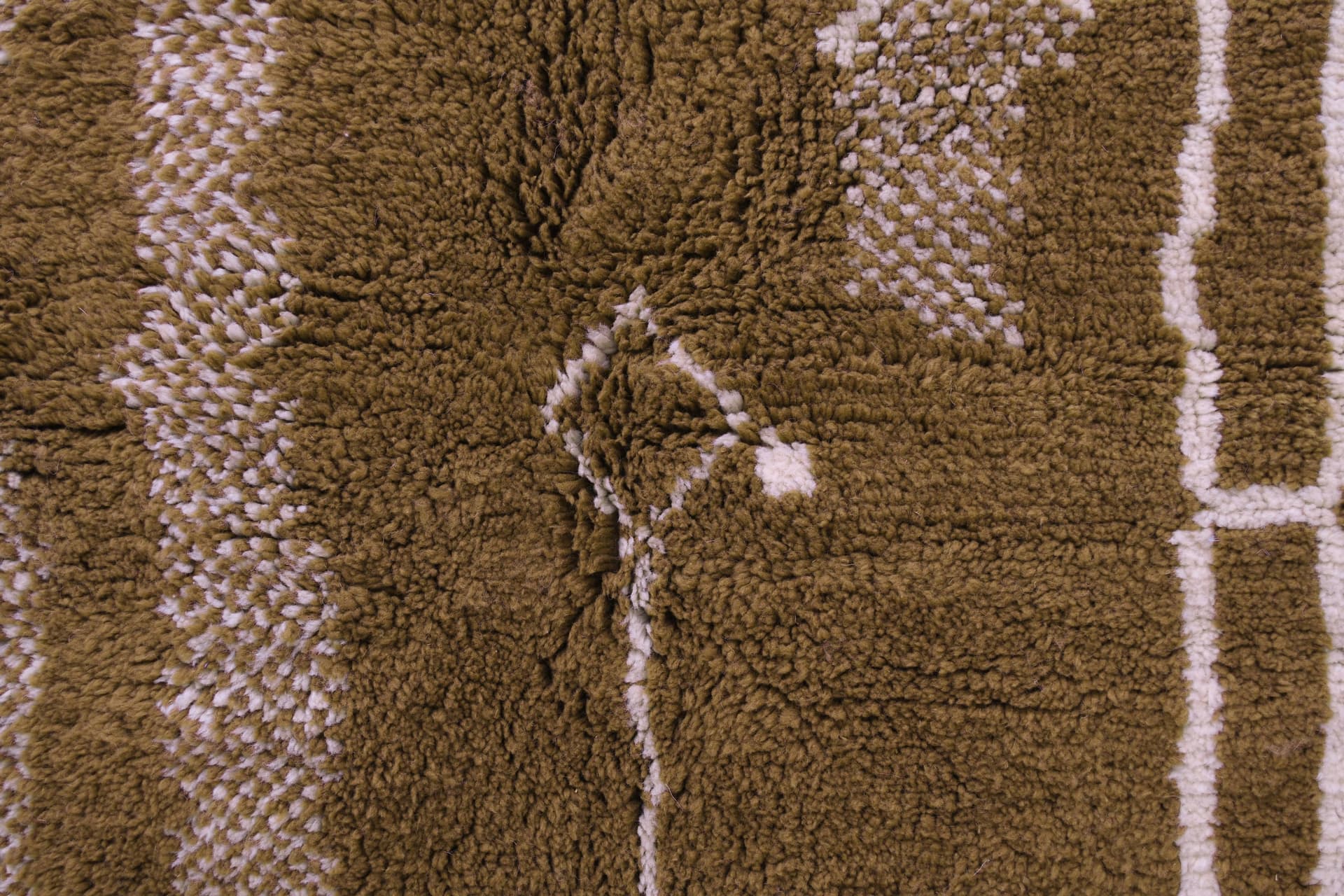 Moroccan Rug Handmade Wool 7x10 - Olive Green Neutral Modern Boho Area Rug for Living Room Bedroom - Mrirt Berber