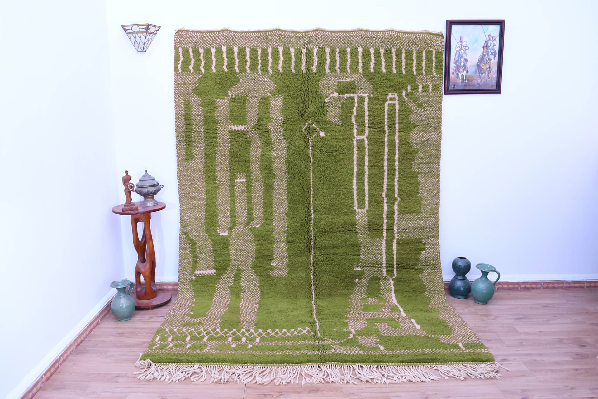 Olive Linear Column Beni Mrirt Rug