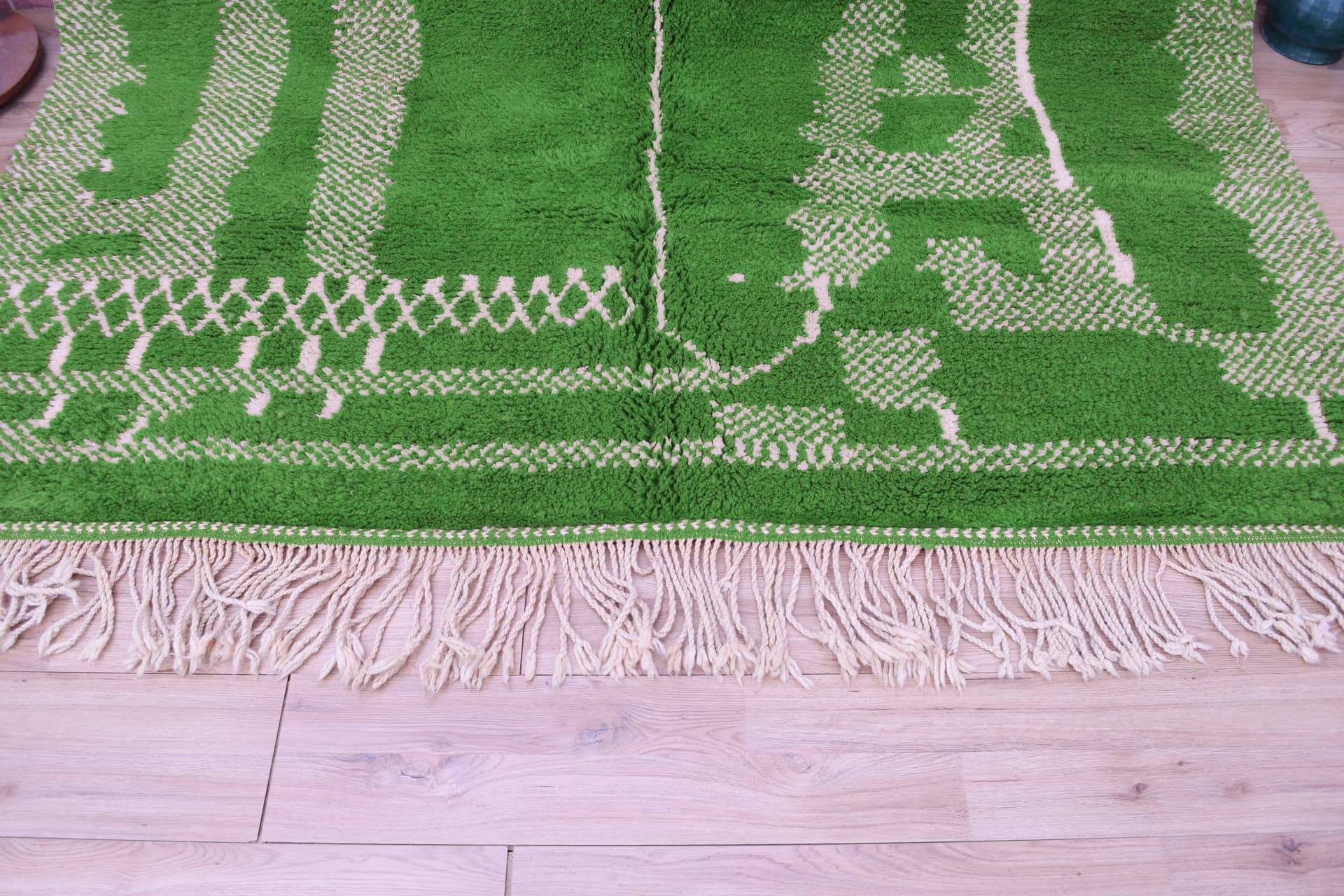 Green Linear Beni Mrirt Rug