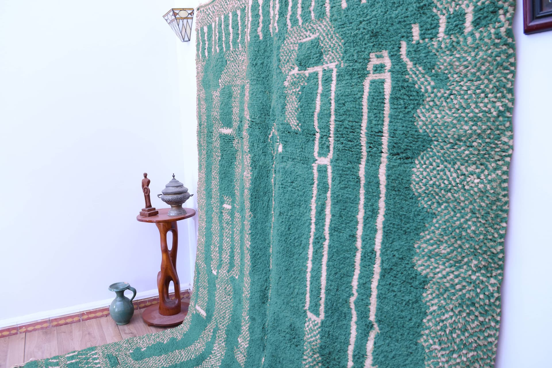 Green Framed Line Beni Mrirt Rug