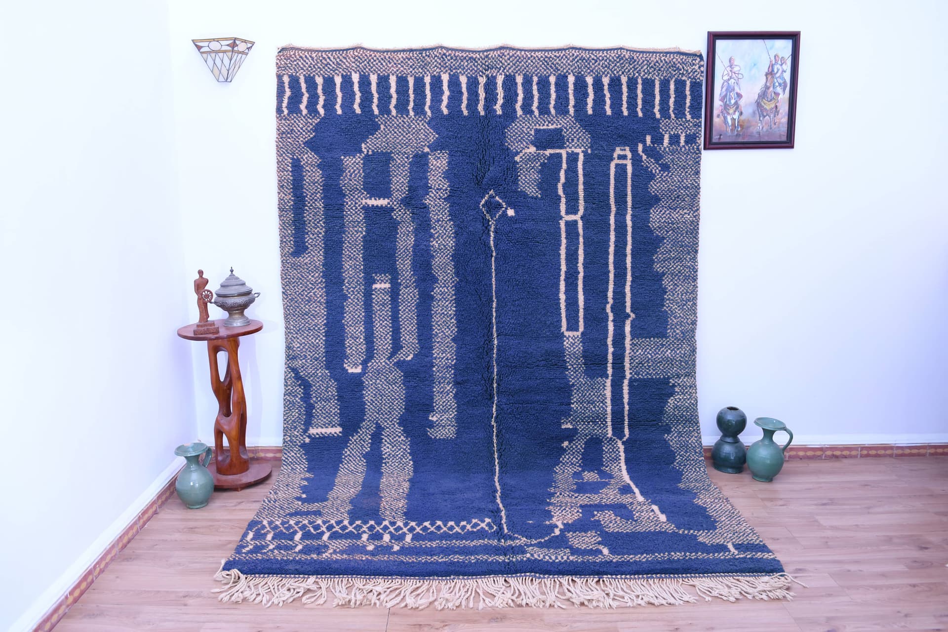 Blue Linear Beni Ourain Rug