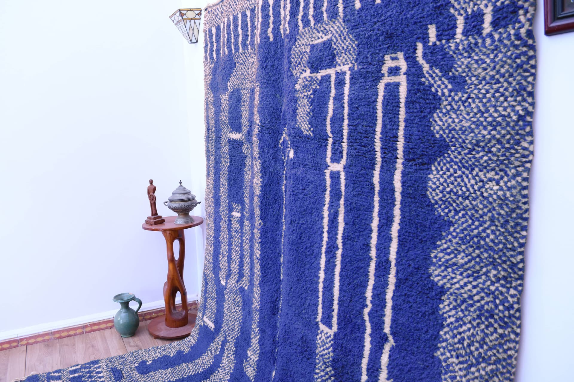 Blue Linear Beni Ourain Rug