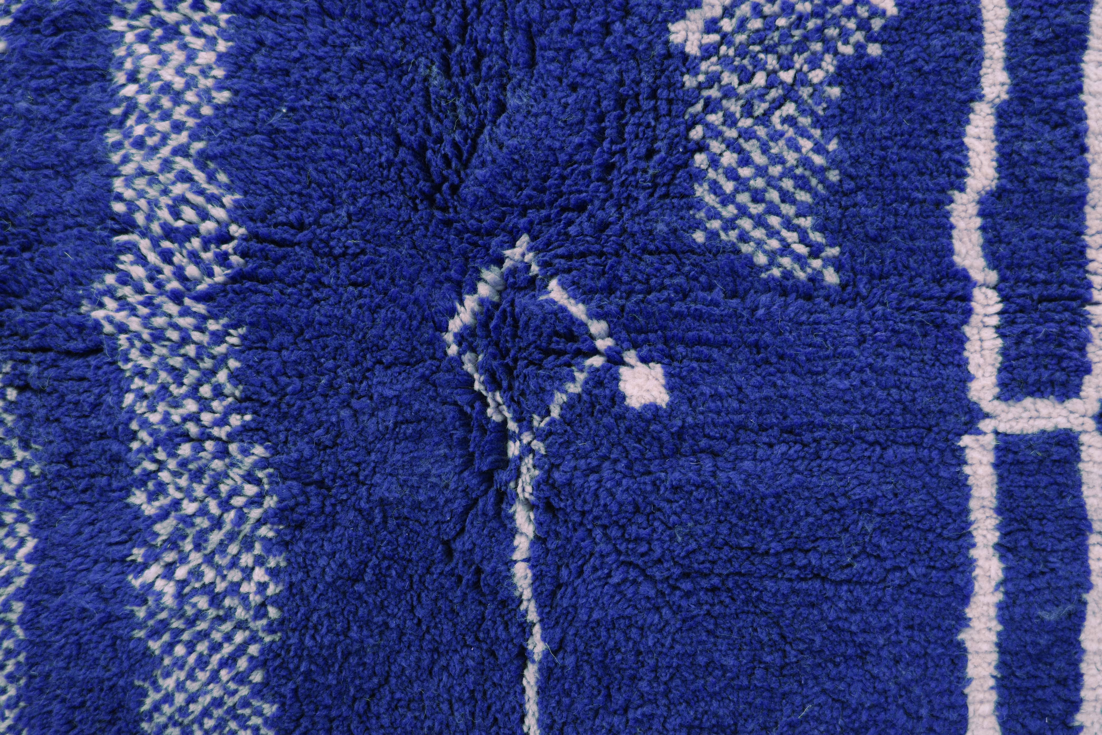Blue Linear Beni Ourain Rug