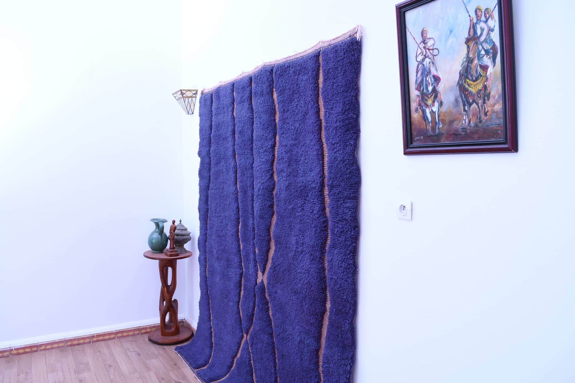 Blue Wavy Line Beni Mrirt Rug
