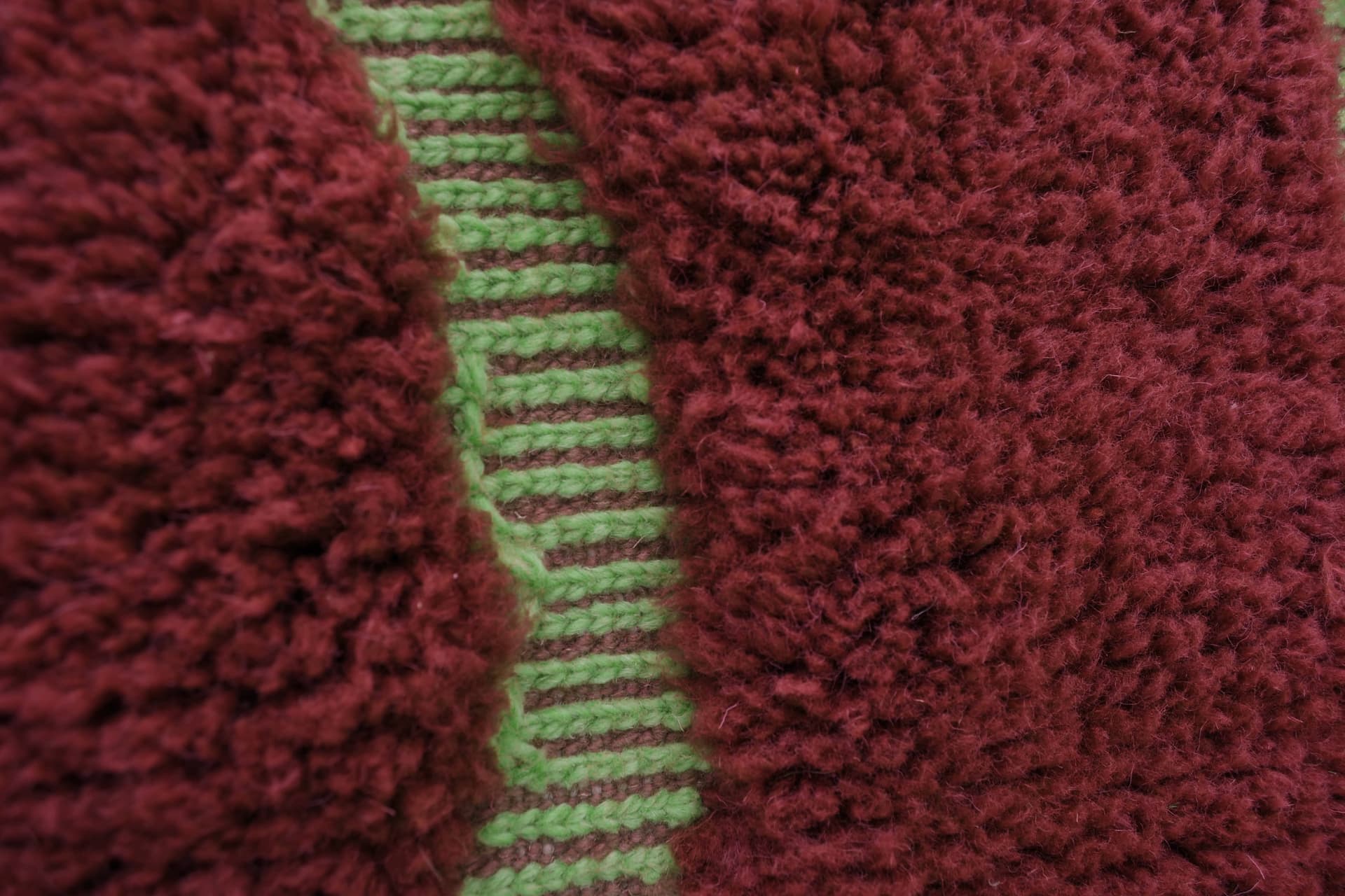 Rust Green Striped Beni Mrirt Rug
