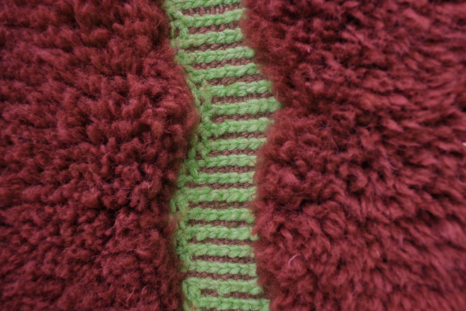 Rust Green Striped Beni Mrirt Rug