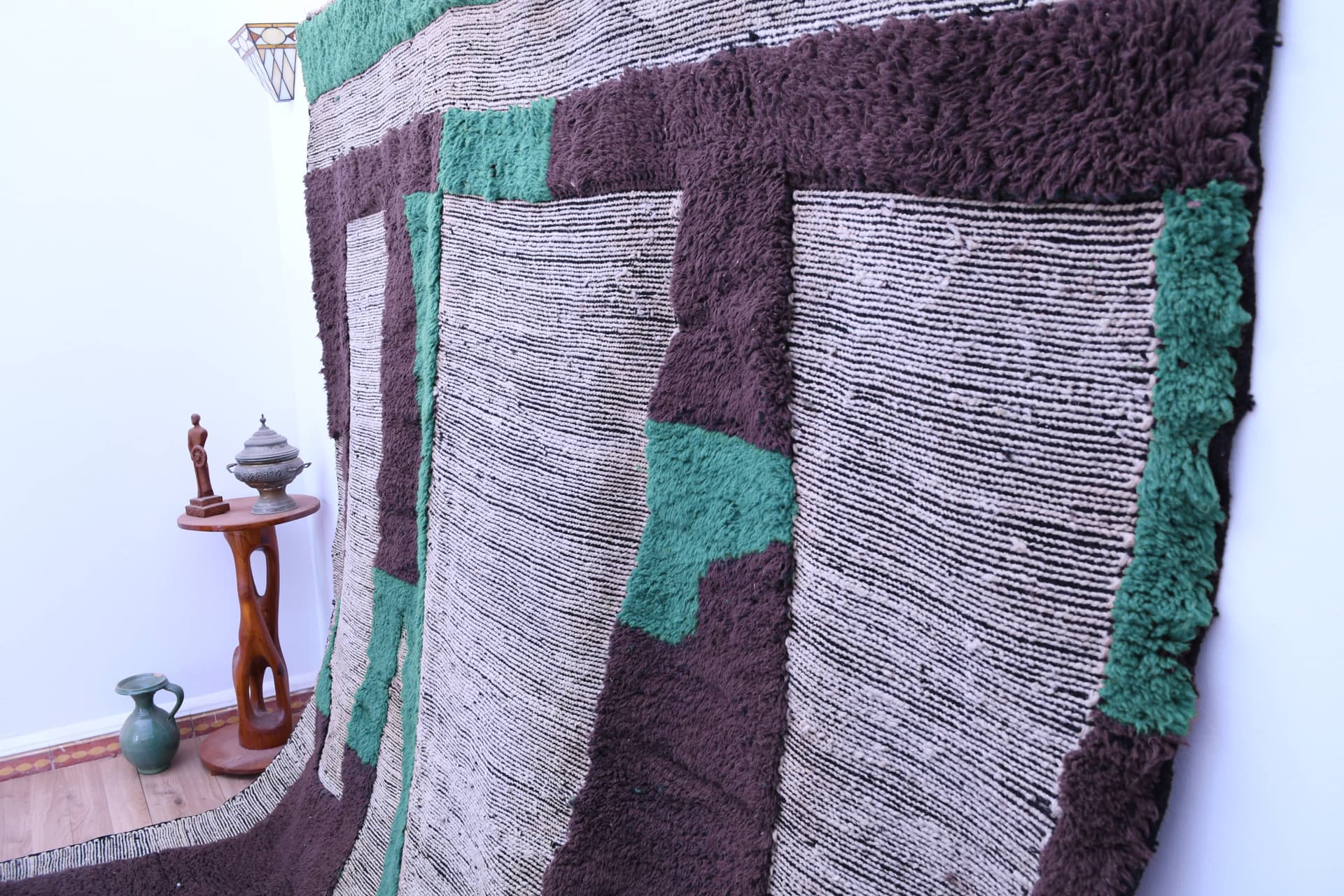 Neutral Green Block Beni Mrirt Rug
