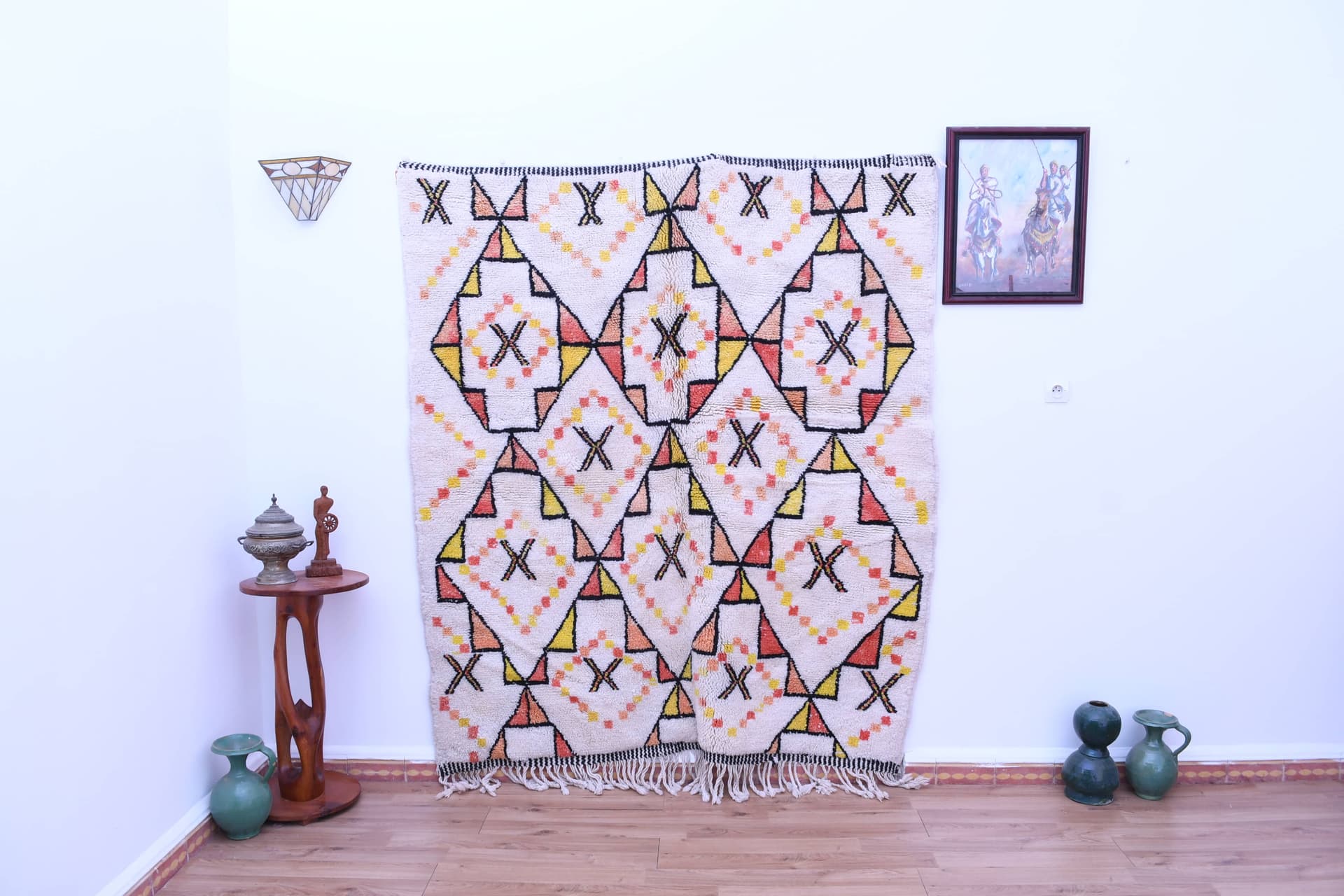 Ivory Triangle X Beni Ourain Rug