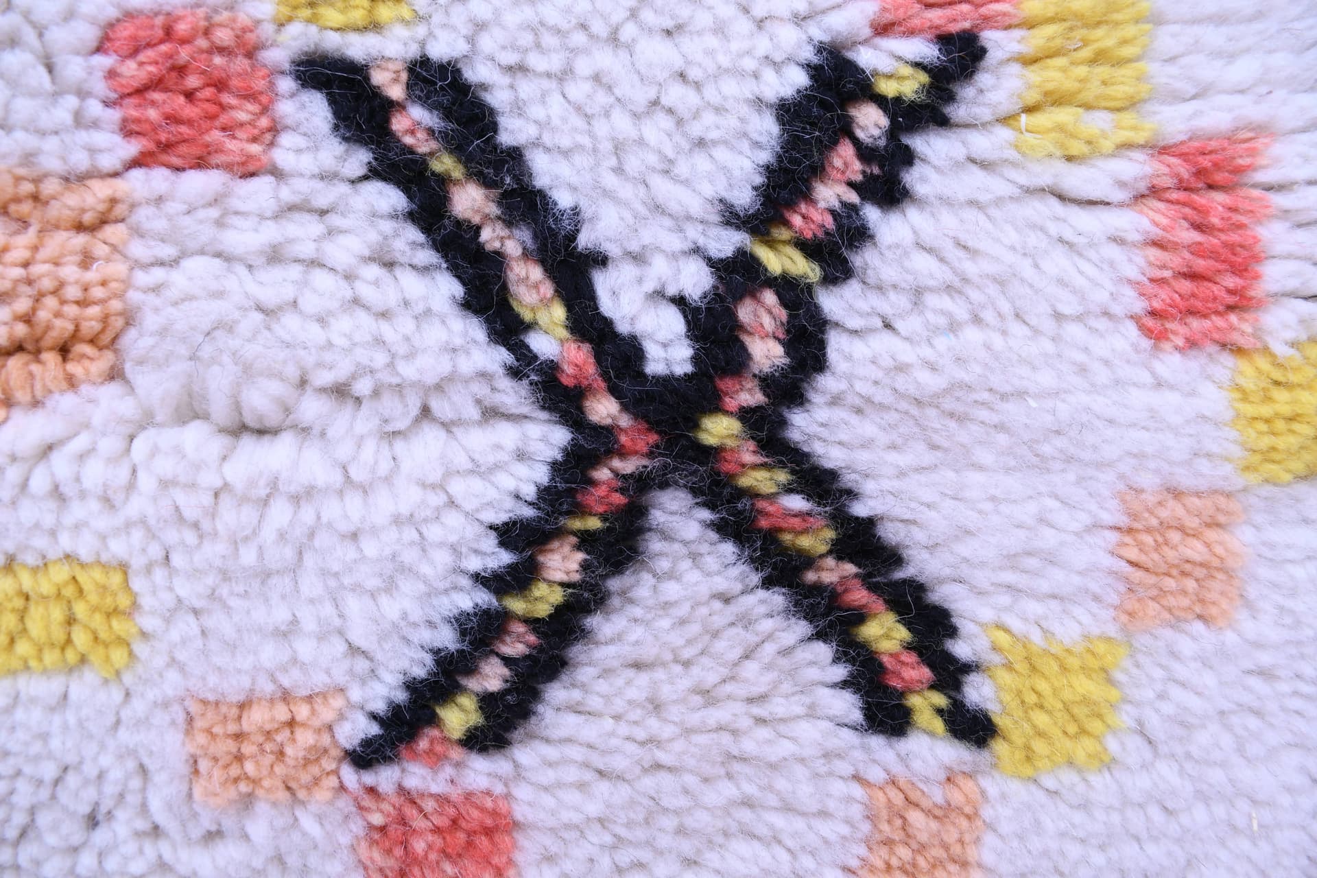 Ivory Triangle X Beni Ourain Rug