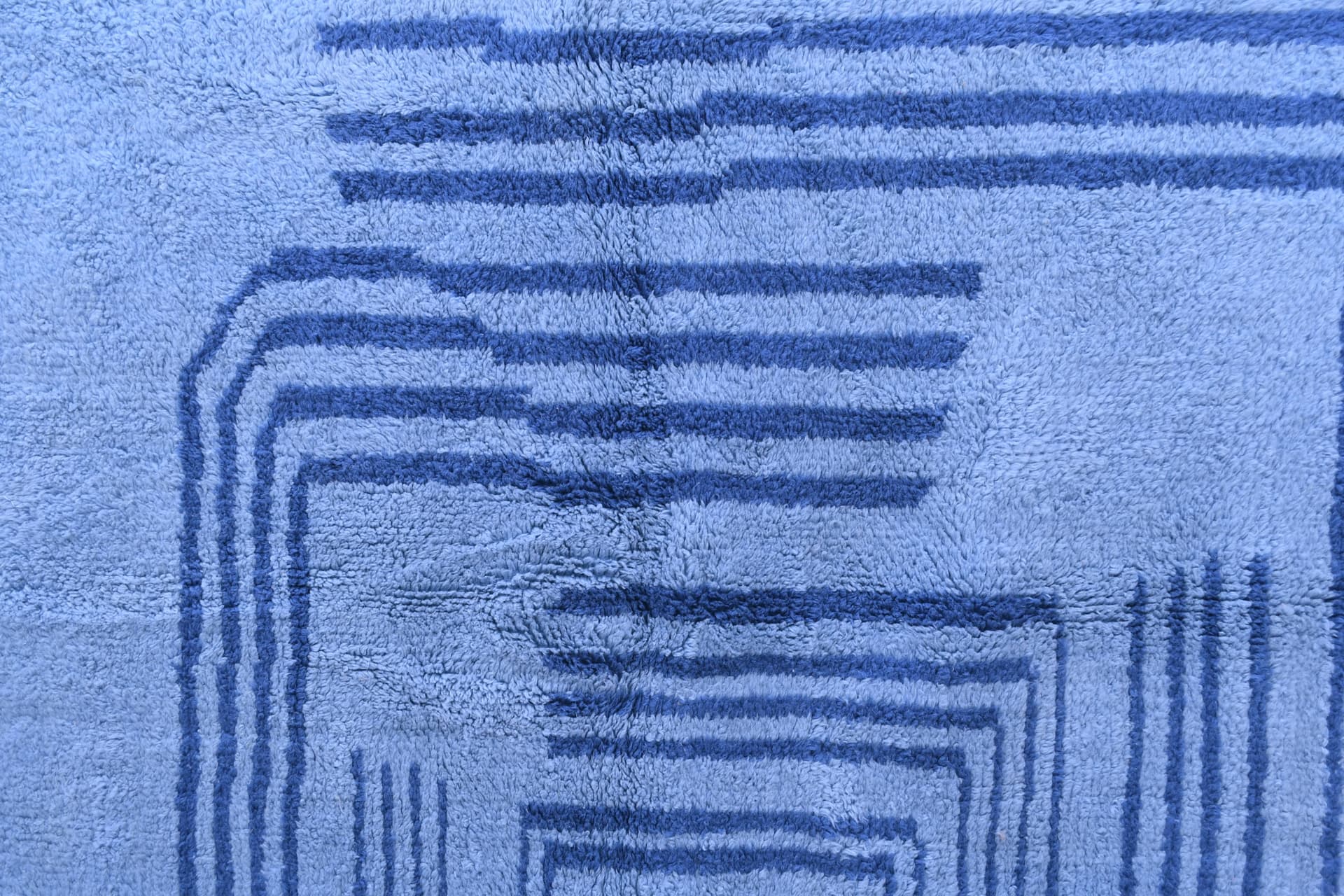 Moroccan Rug Handmade Wool 7x10 - Blue Minimalist Modern Area Rug for Living Room Bedroom - Authentic Mrirt Berber