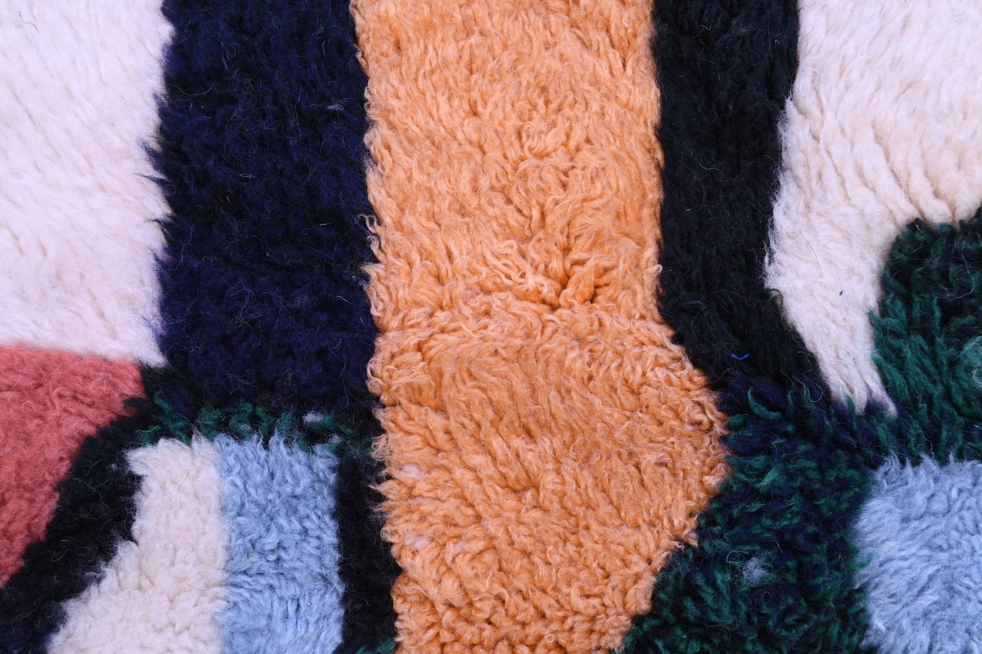 Moroccan Rug Handmade Wool 6x10 - Navy Blue Yellow Modern Boho Area Rug for Living Room Bedroom - Mrirt