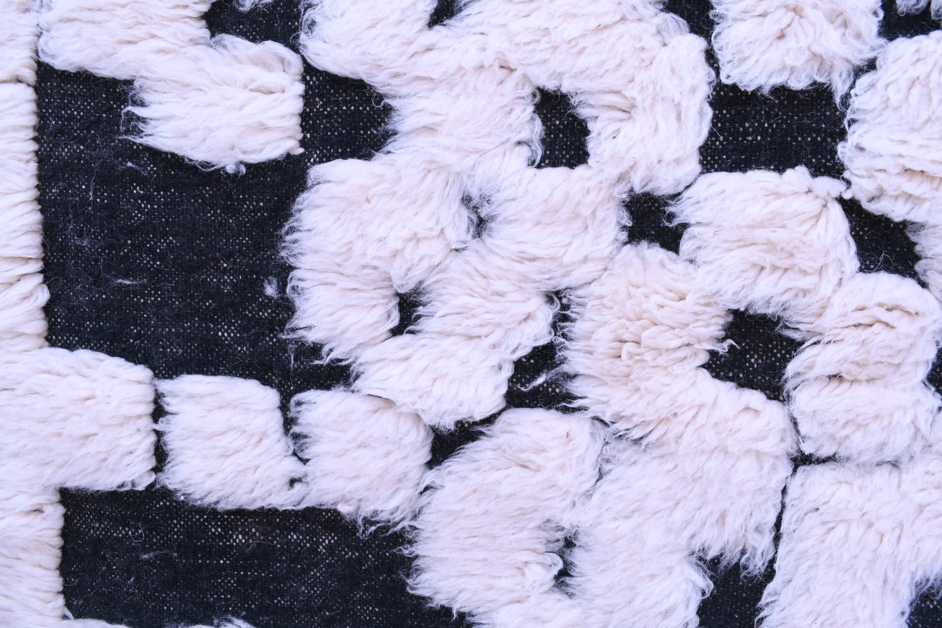 Moroccan Rug Handmade Wool 8x6 - Ivory Black Minimalist Boho Area Rug for Living Room Bedroom - Mrirt